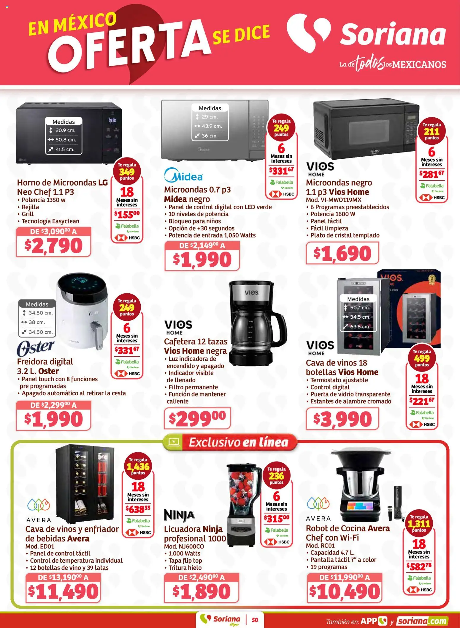 Nuevas ofertas de Soriana válidas en toda la República Mexicana desde el 27.02.2026. ¡Encuentra las mejores ofertas en Soriana Preciazazaso Híper: Coah, Tamaulipas! | Página: 50 | Productos: Cava, Microondas, Estantes, Té