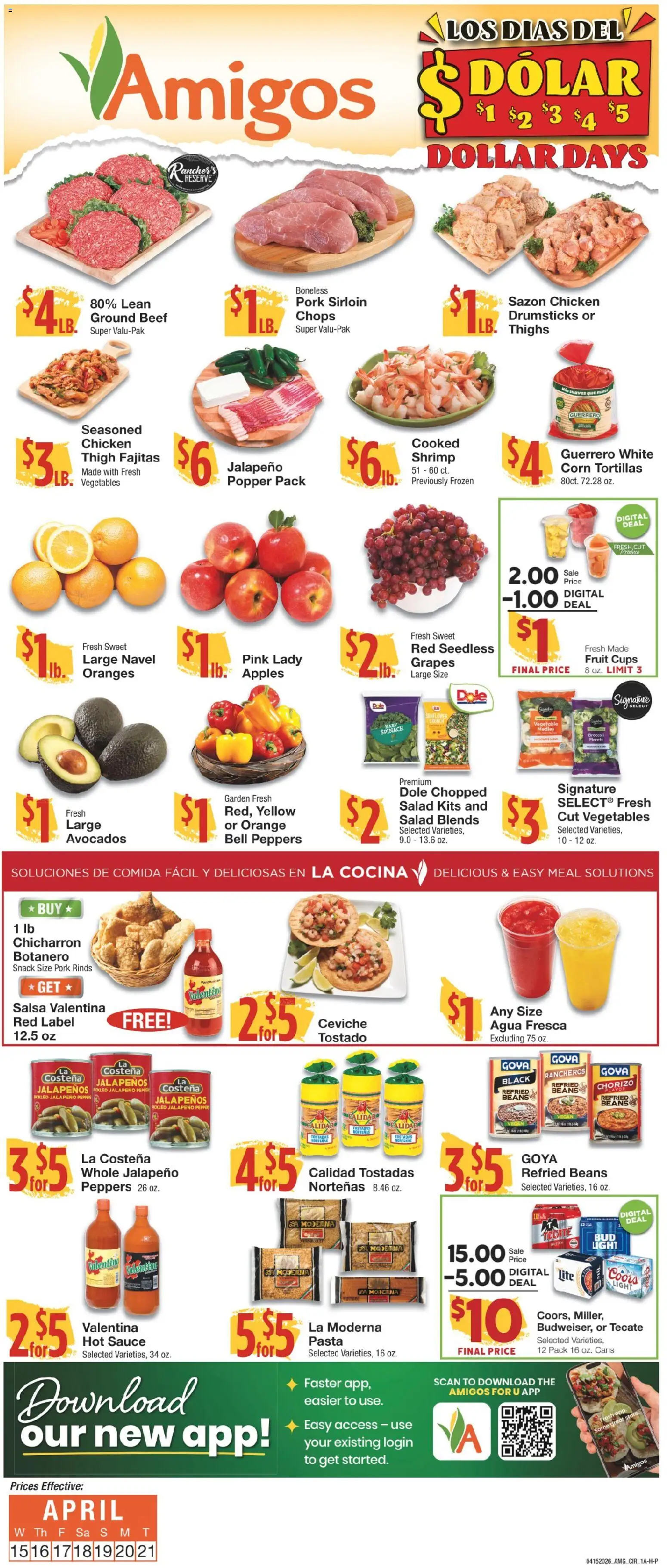 United Supermarkets Ad - valid from 15.04.2026 | Page: 1 | Products: Peppers, Beef, Pasta, Vegetables
