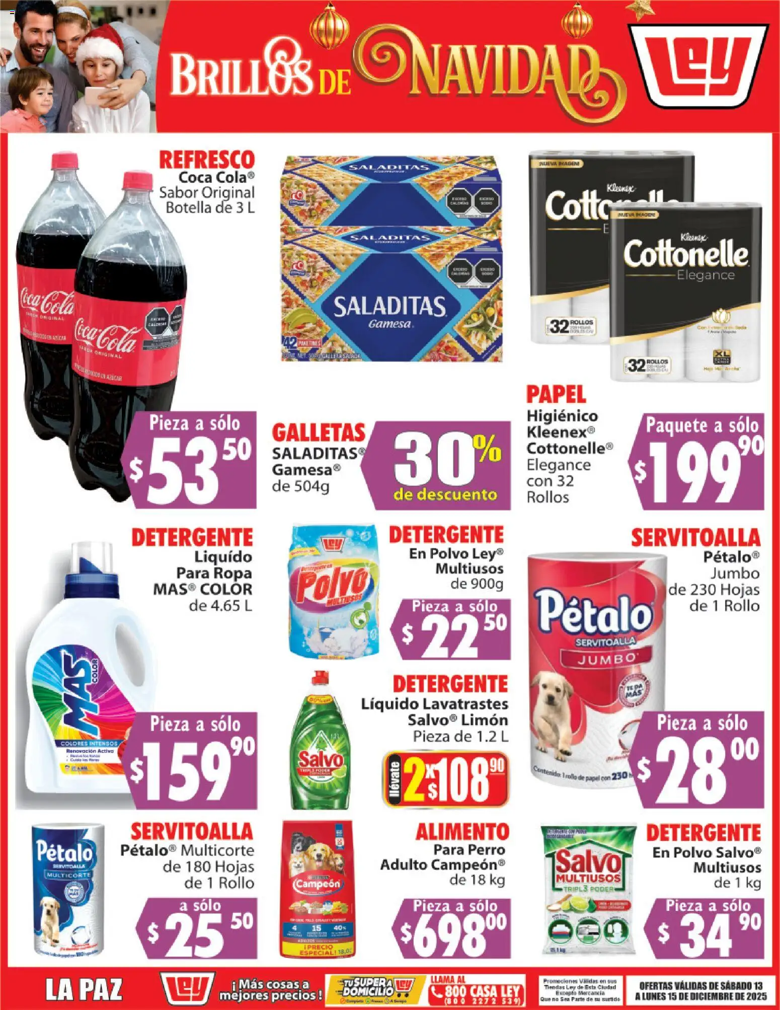 Nuevas ofertas de Casa Ley válidas en toda la República Mexicana desde el 13.12.2025. ¡Encuentra las mejores ofertas en Casa Ley folleto Brillos de Navidad! | Página: 4 | Productos: Detergente, Limón, Galletas, Ropa