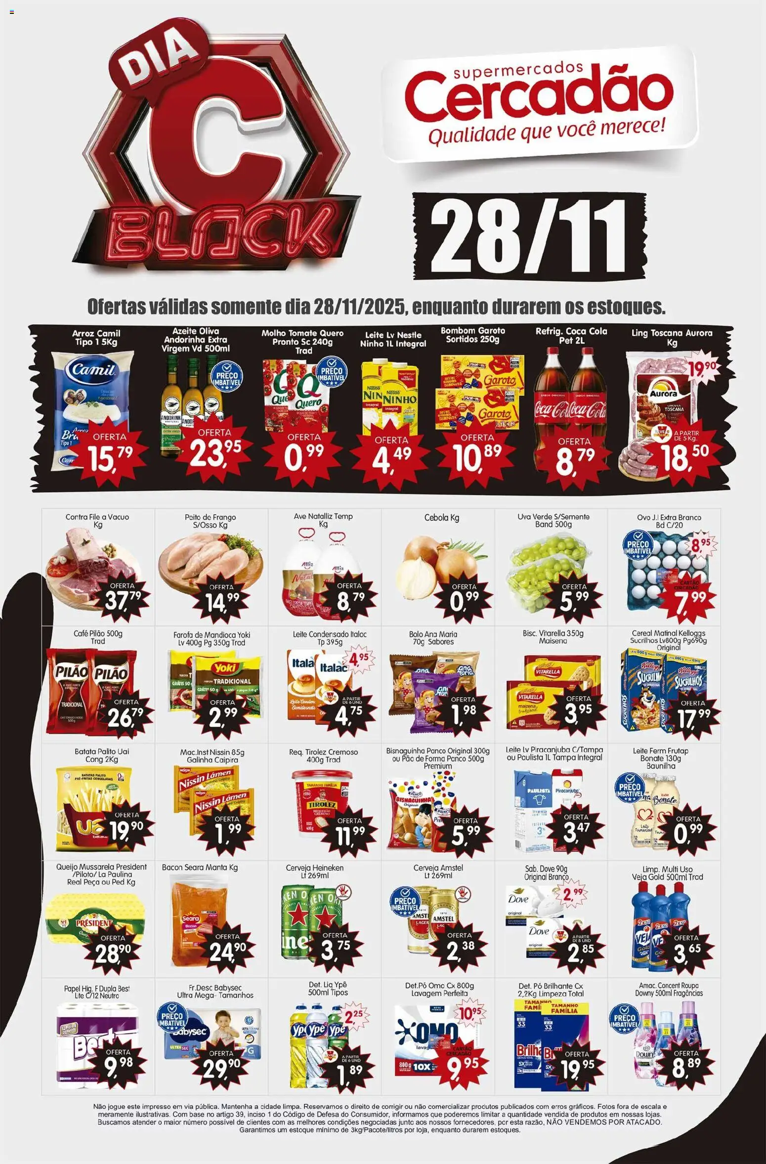 Cercadão Folheto - válido de 28.11.2025 | Página: 1 | Produtos: Cebola, Bolo, Farofa, Mussarela