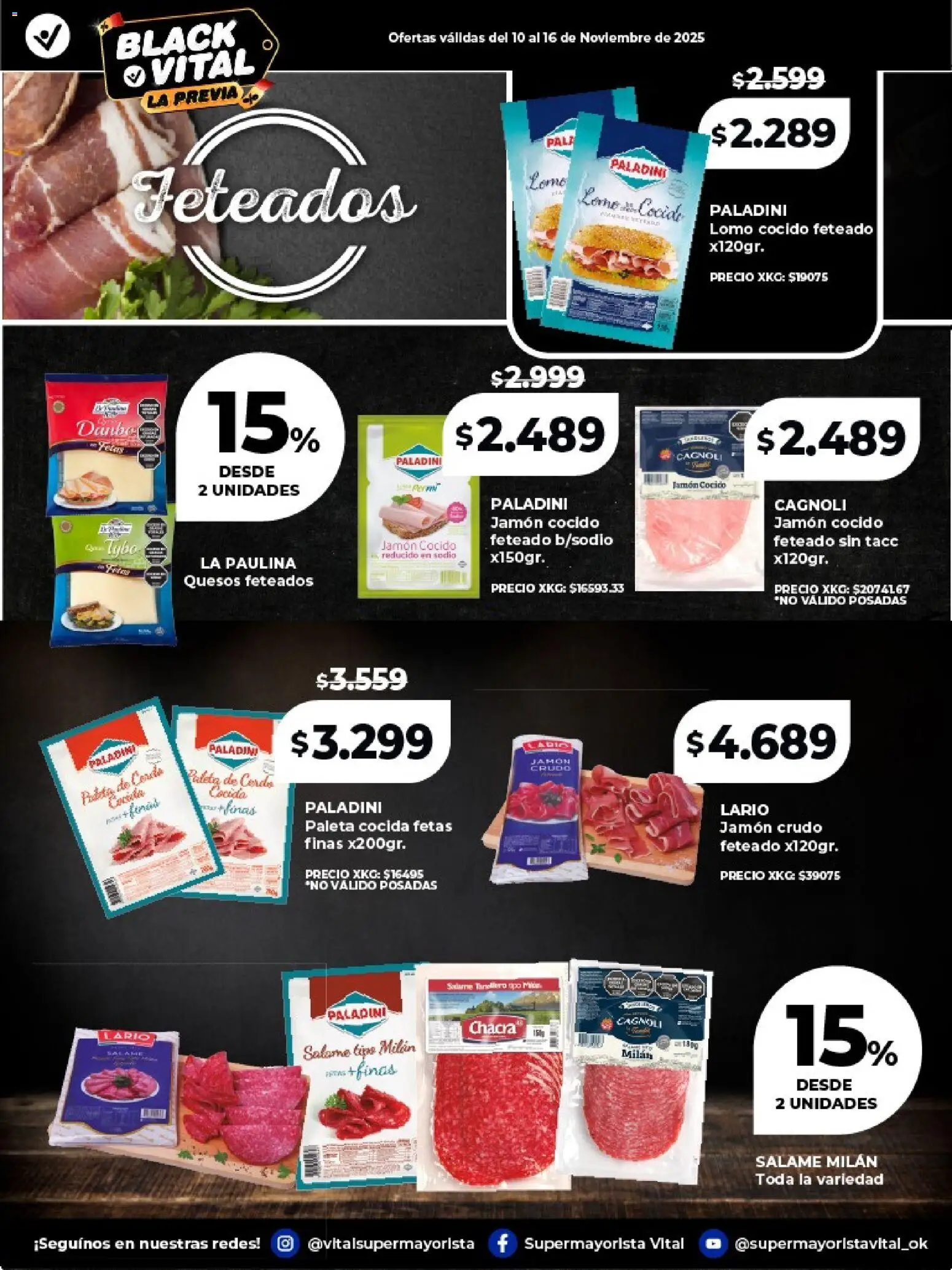 Vital - Especial de frescos │ válido desde el 09.11.2025 | Página: 11 | Productos: Jamón crudo, Paleta, Salame, Cerdo