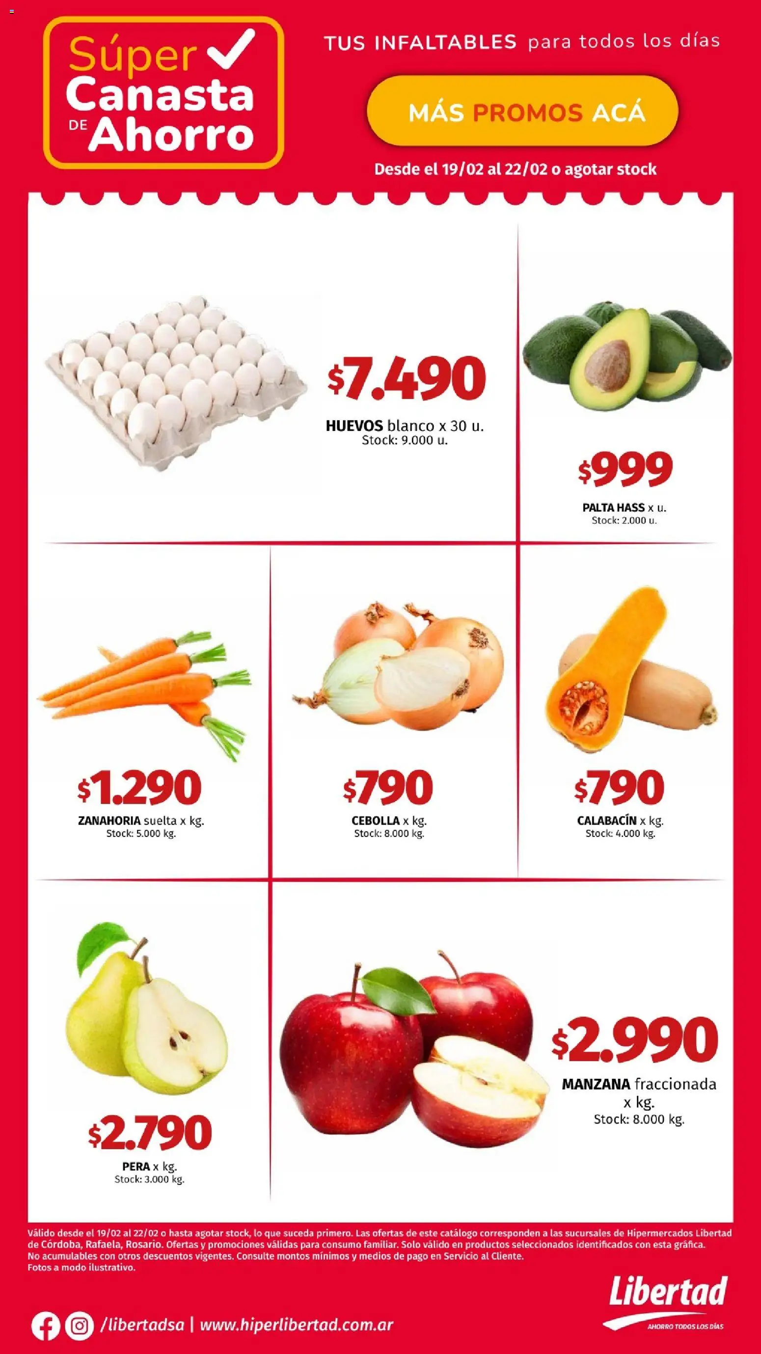 Hipermercado Libertad catálogo │ válido desde el 19.02.2026 | Página: 3 | Productos: Manzana, Palta, Zanahoria, Canasta