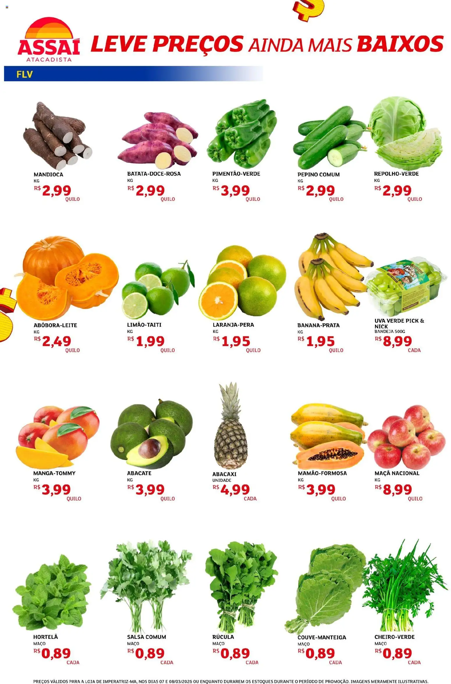 Assaí Atacadista Folheto - válido de 07.03.2026 | Página: 2 | Produtos: Hortelã, Mandioca, Abacaxi, Bandeja