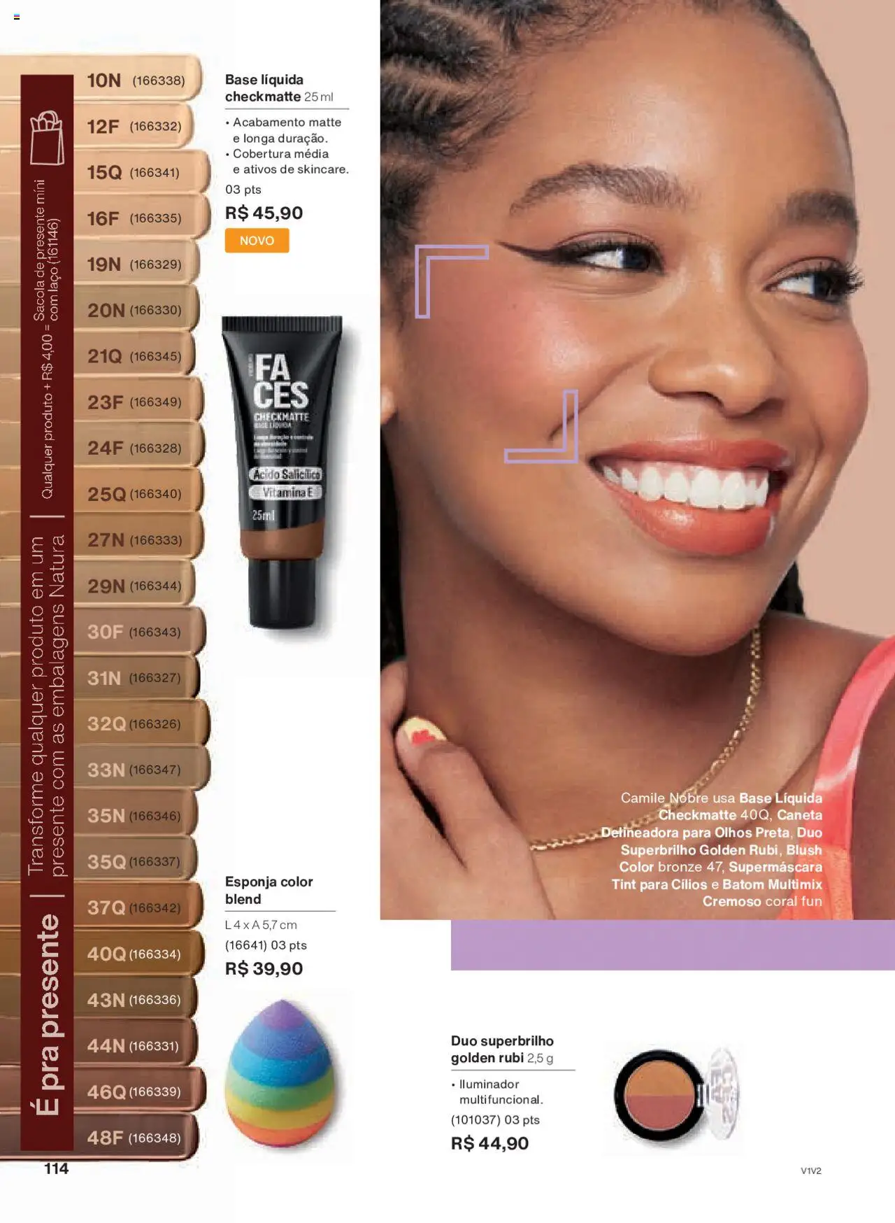 Natura Folheto - válido de 14.10.2025 | Página: 114 | Produtos: Blush, Esponja, Caneta, Base