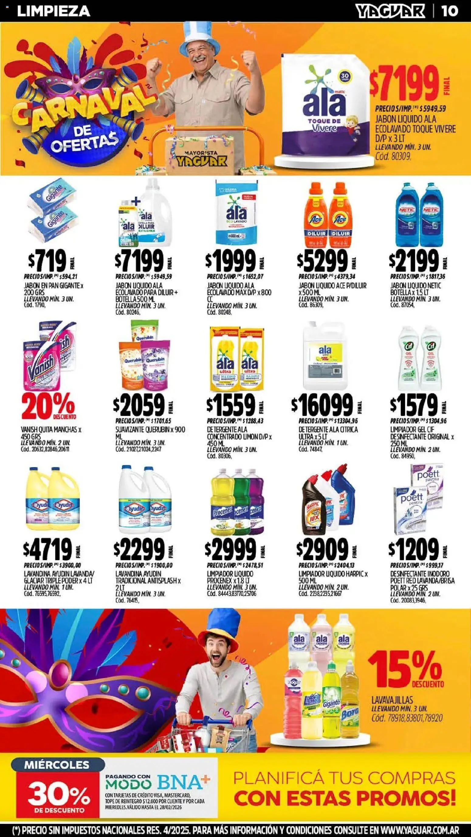 Yaguar - Oferta Semanal Trelew │ válido desde el 09.02.2026 | Página: 10 | Productos: Desinfectante, Lavandina, Jabón, Limón