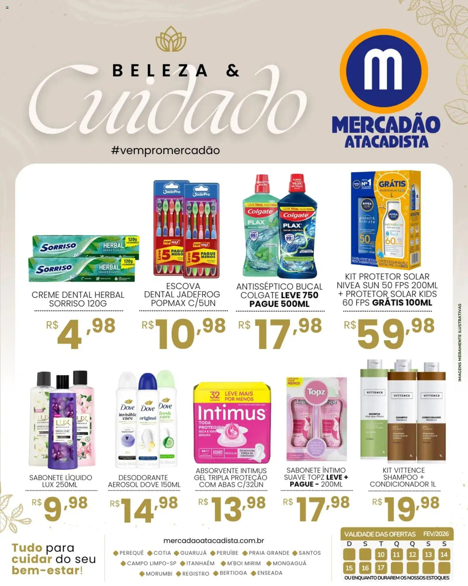 Mercadão Atacadista Folheto - válido de 10.02.2026 | Página: 1 | Produtos: Shampoo, Protetor solar, Sabonete, Dove
