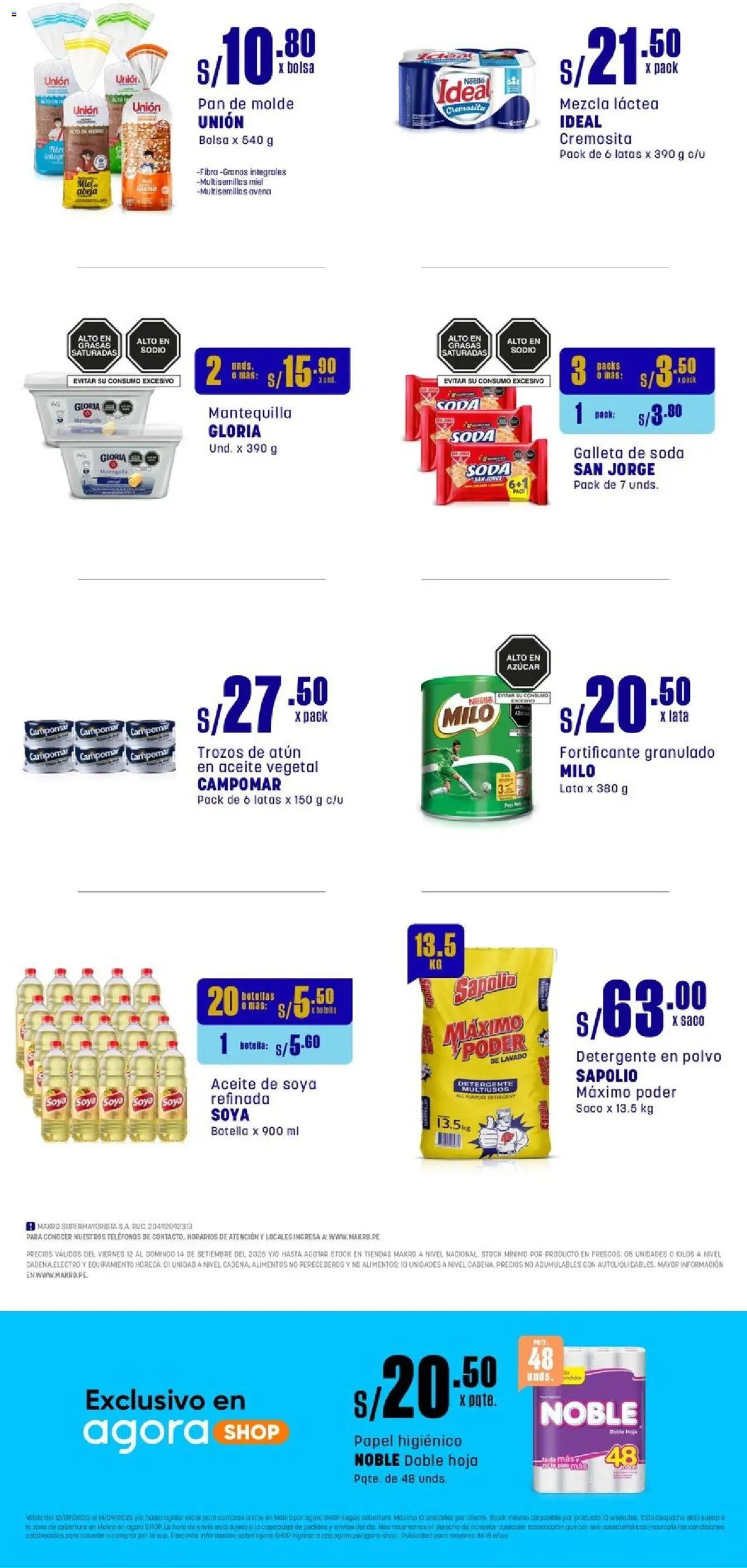 Catálogo Makro válido desde 12.09.2025 | Página: 2 | Productos: Detergente, Mantequilla, Bolsa, Polvo