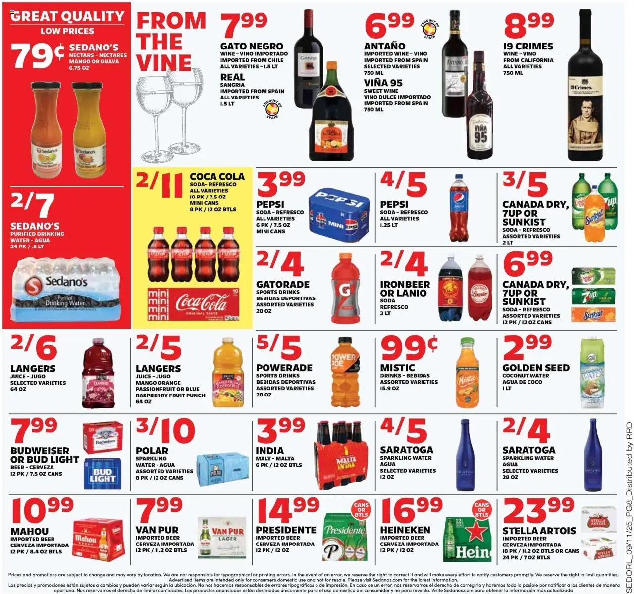 Sedano's Weekly Ad - valid from 10.09.2025 | Page: 8 | Products: Juice, Wine, Mango, Raspberry