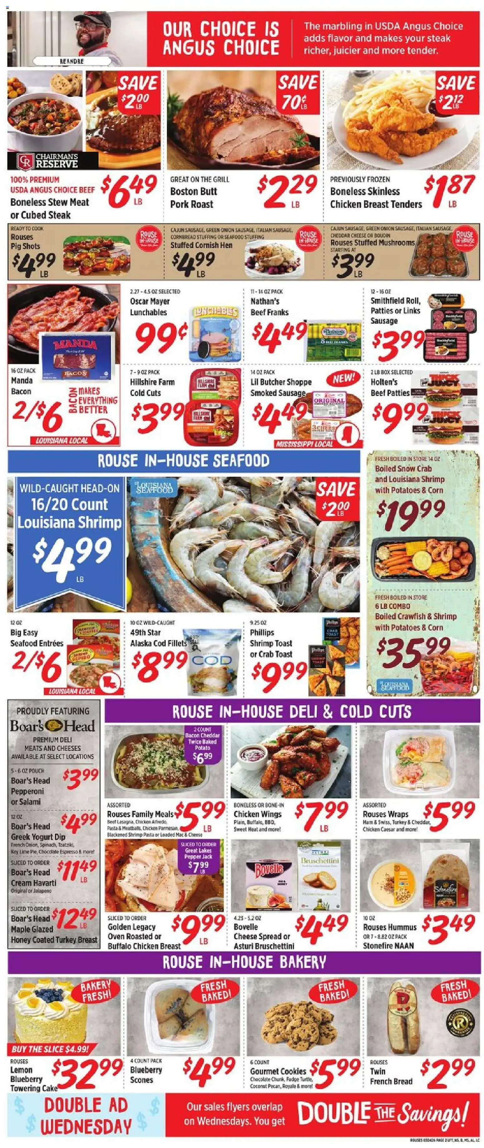 Rouses Weekly Ad - AL - valid from 04.03.2026 | Page: 5 | Products: Mushrooms, Beef, Pasta, Onion