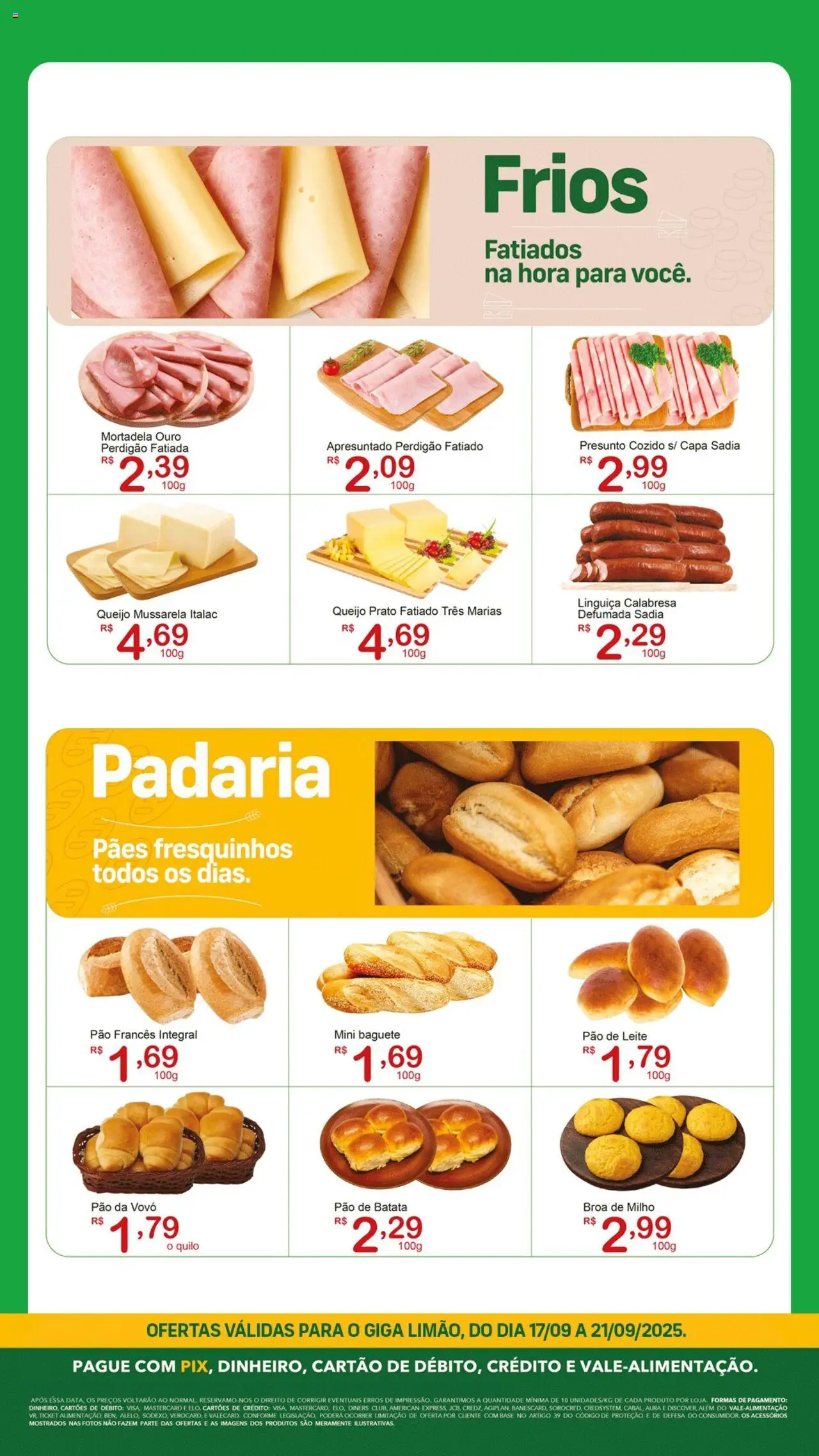 GIGA Atacado Folheto - válido de 17.09.2025 | Página: 2 | Produtos: Presunto, Base, Mussarela, Pão francês