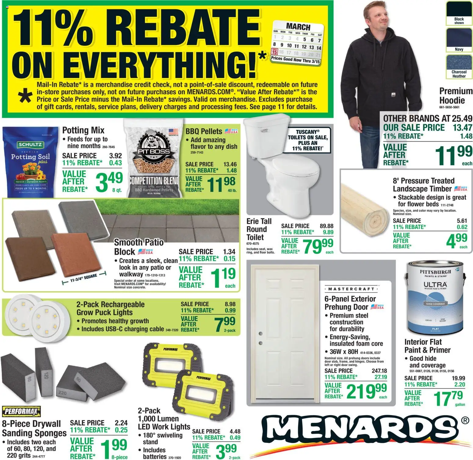 Menards Weekly Ad - valid from 04.03.2026 | Page: 1 | Products: Hoodie, Cable