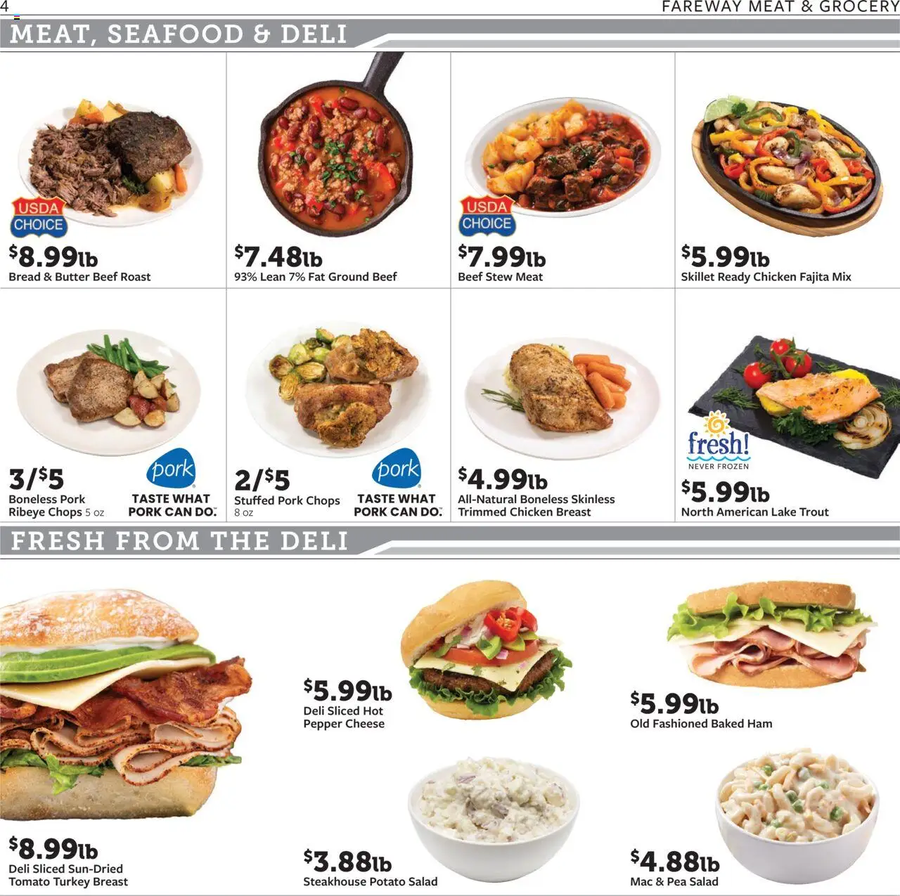 Fareway Weekly Ad - valid from 20.10.2025 | Page: 4 | Products: Butter, Bread, Pork, Pea