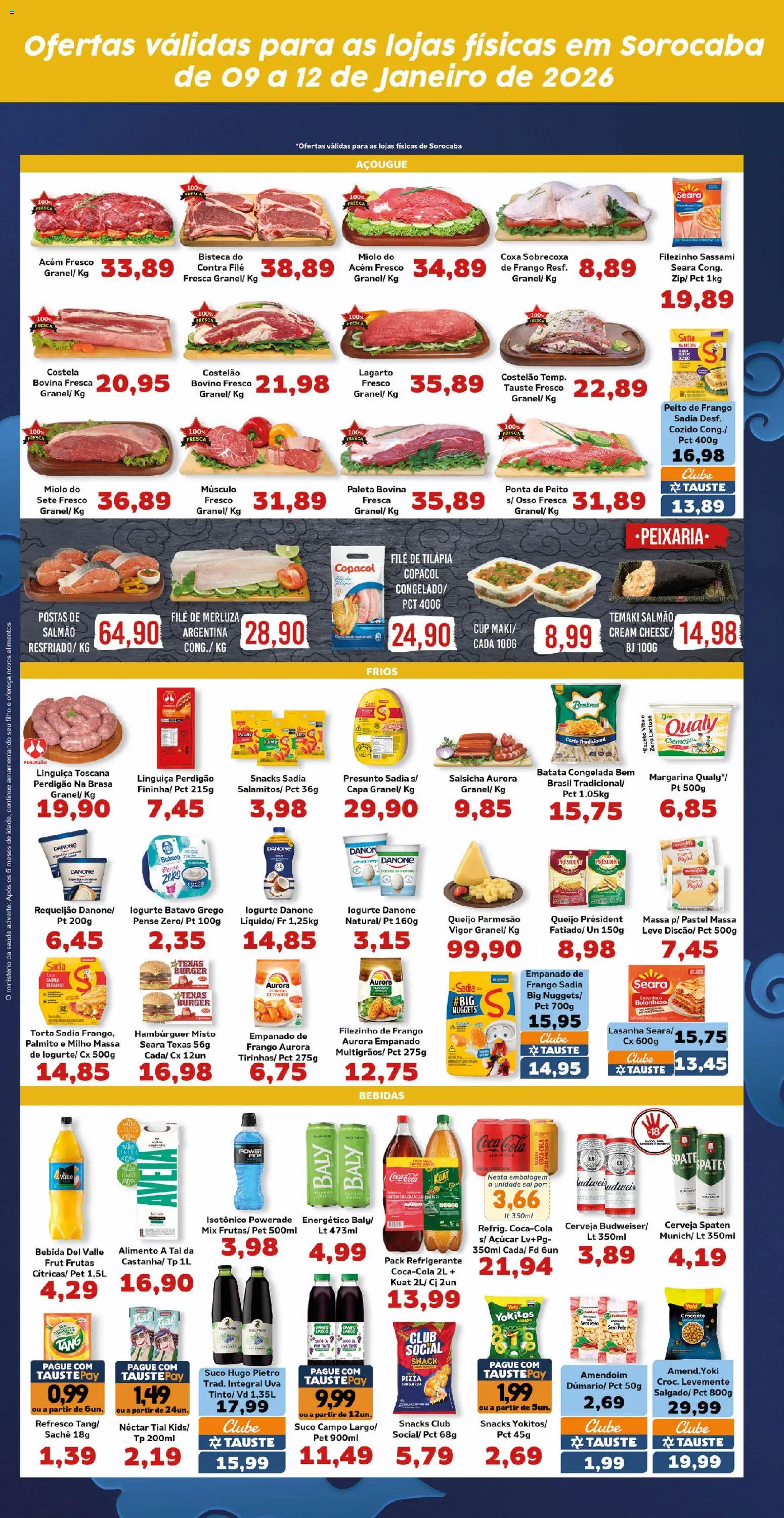 Tauste Folheto - válido de 09.01.2026 | Página: 4 | Produtos: Tilápia, Frango, Requeijão, Peito de frango