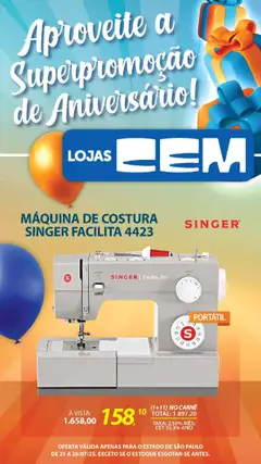 Lojas Cem Folheto - válido de 21.07.2025 | Página: 114 | Produtos: Máquina de costura, Carne