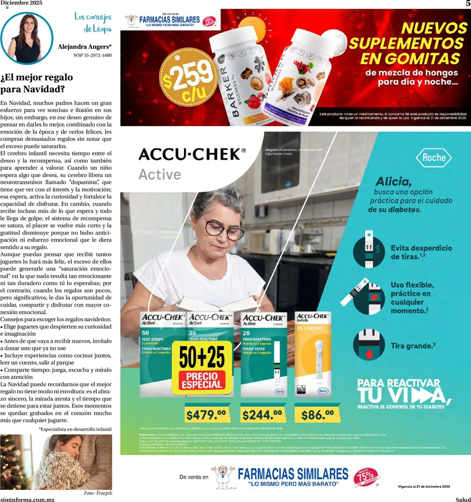 Nuevas ofertas de Farmacias Similares válidas en toda la República Mexicana desde el 01.12.2025. ¡Encuentra las mejores ofertas en Farmacias Similares catálogo! | Página: 5 | Productos: Hongos, Moño, Gomitas