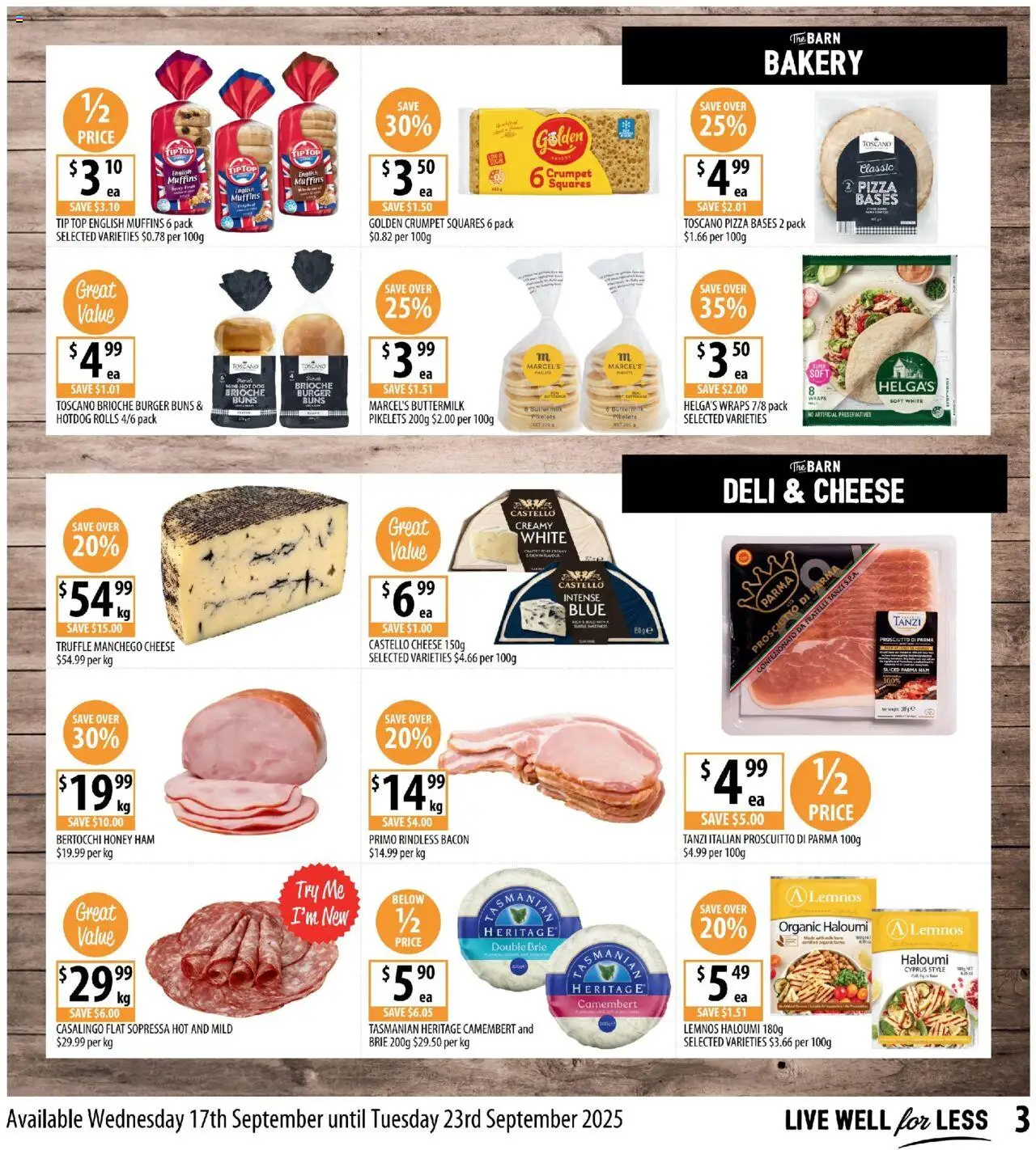Supabarn catalogue - valid from 17.09.2025 | Page: 3 | Products: Ham, Pizza, Honey, Bakery