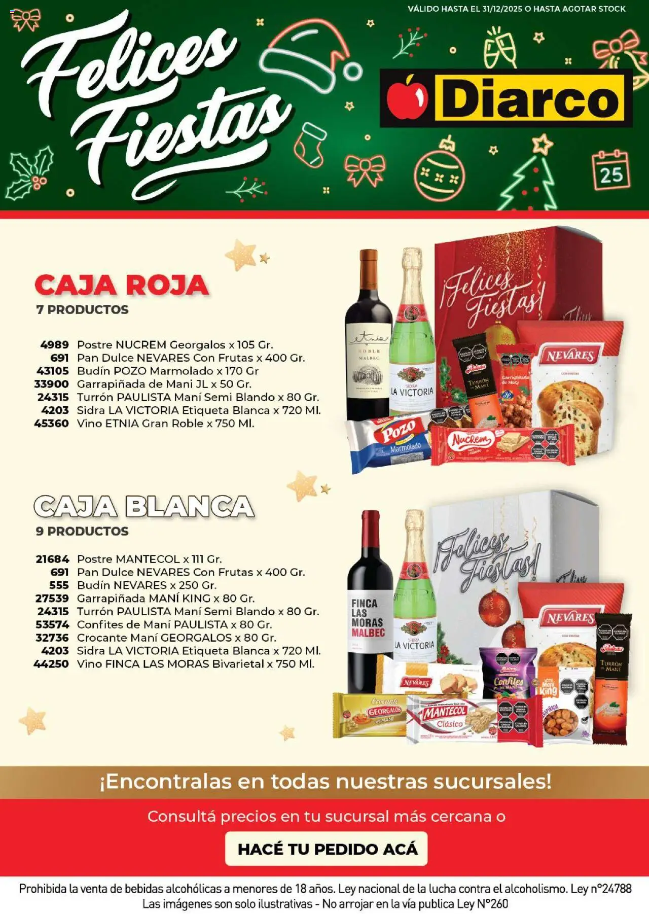 Diarco - Cajas Navideñas 2025 │ válido desde el 17.10.2025 | Página: 1 | Productos: Caja, Mani, Pan, Vino