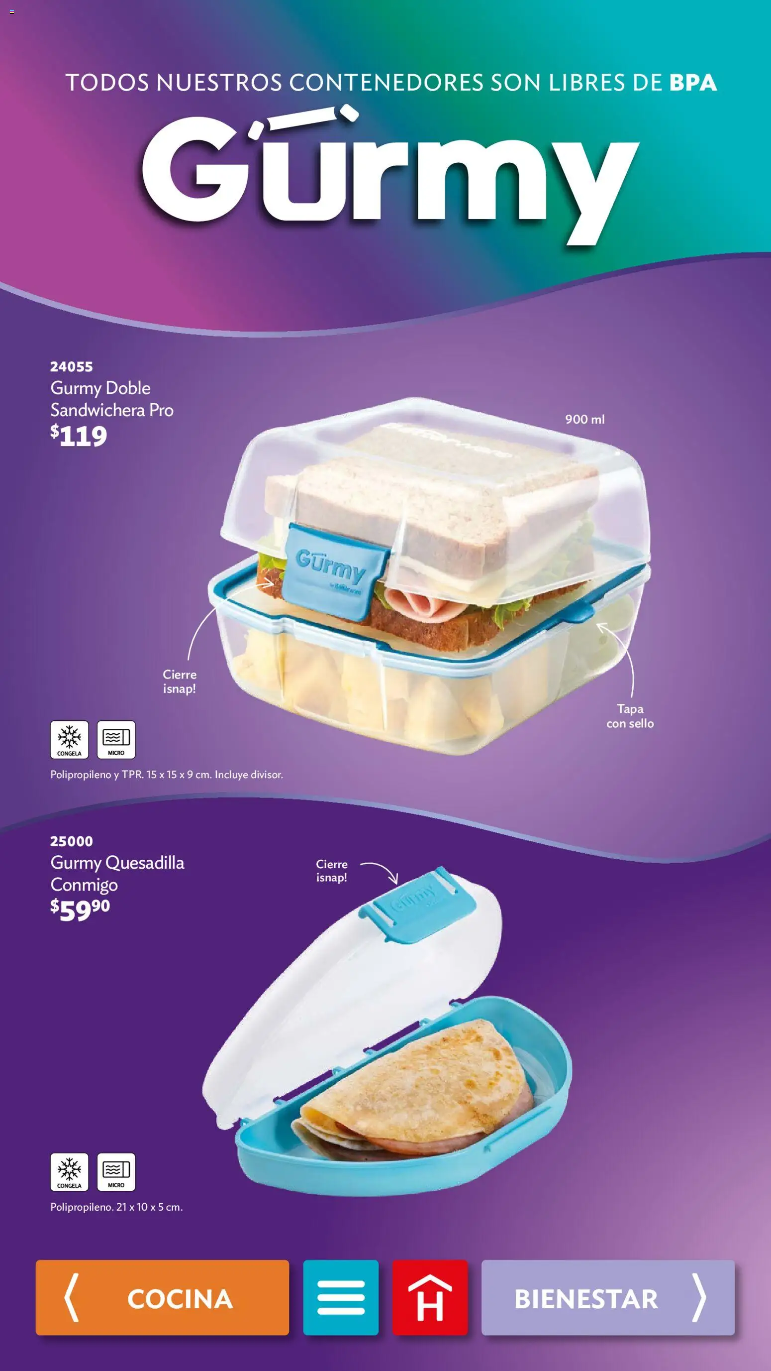 Nuevas ofertas de Betterware válidas en toda la República Mexicana desde el 03.11.2025. ¡Encuentra las mejores ofertas en Betterware campaña 11 2025! | Página: 68 | Productos: Sandwichera, Cocina