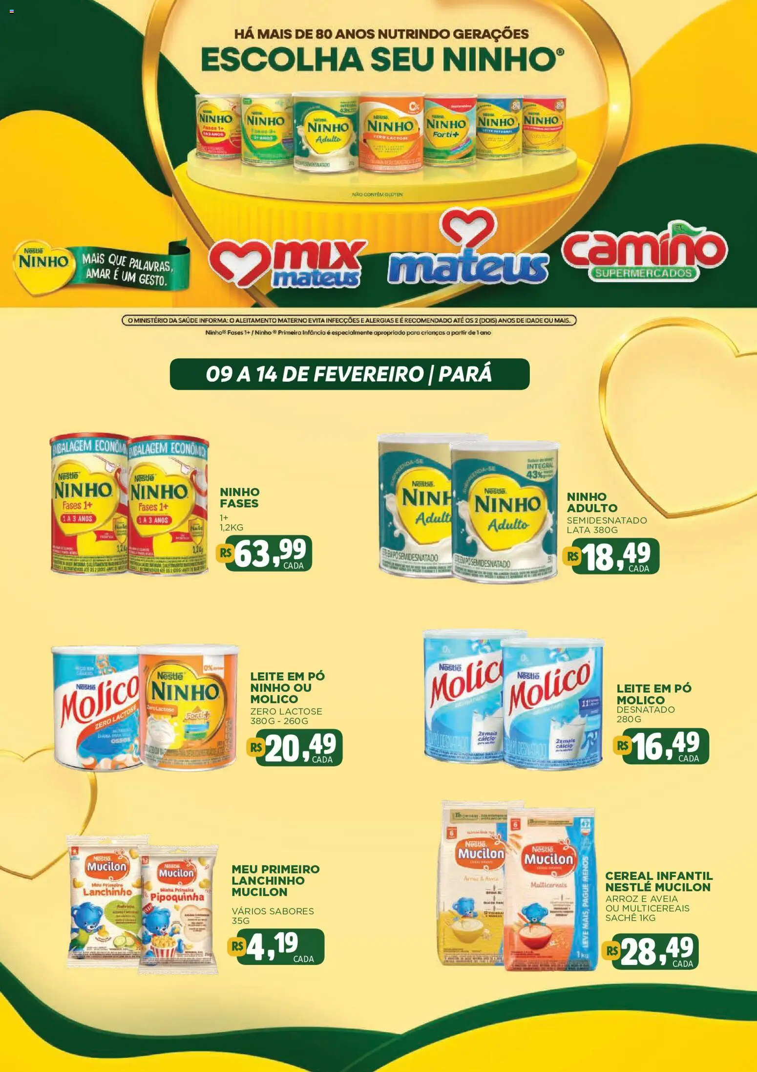 Mateus Folheto - válido de 09.02.2026 | Página: 2 | Produtos: Leite, Aveia, Mucilon, Leite em pó