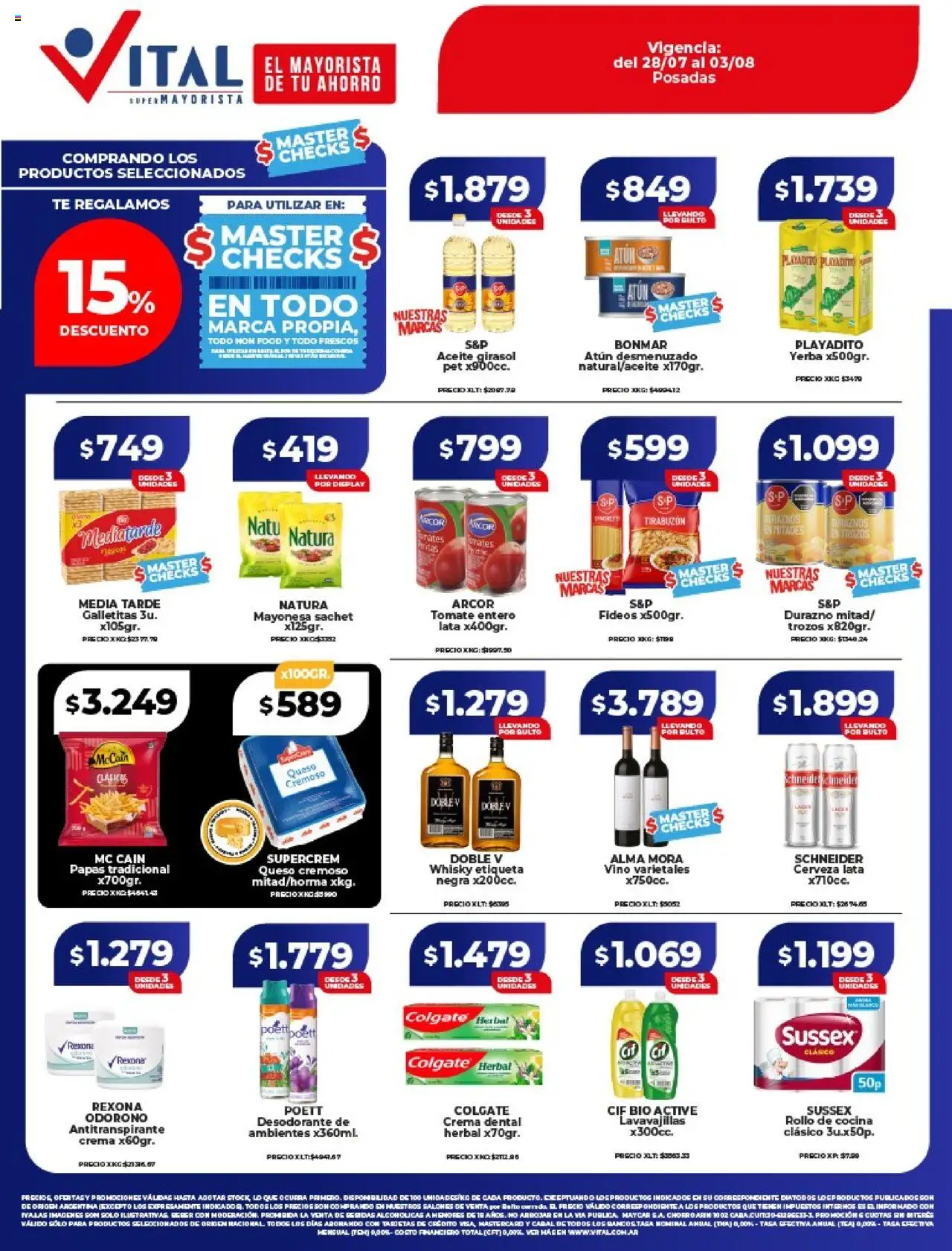 Vital ofertas - Posadas │ válido desde el 28.07.2025 | Página: 1 | Productos: Cocina, Galletitas, Atún, Té