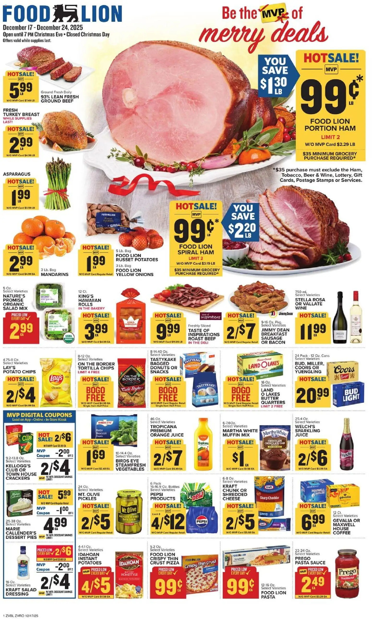 Food Lion Weekly Ad - valid from 17.12.2025 | Page: 1 | Products: Pizza, Juice, Wine, Chips