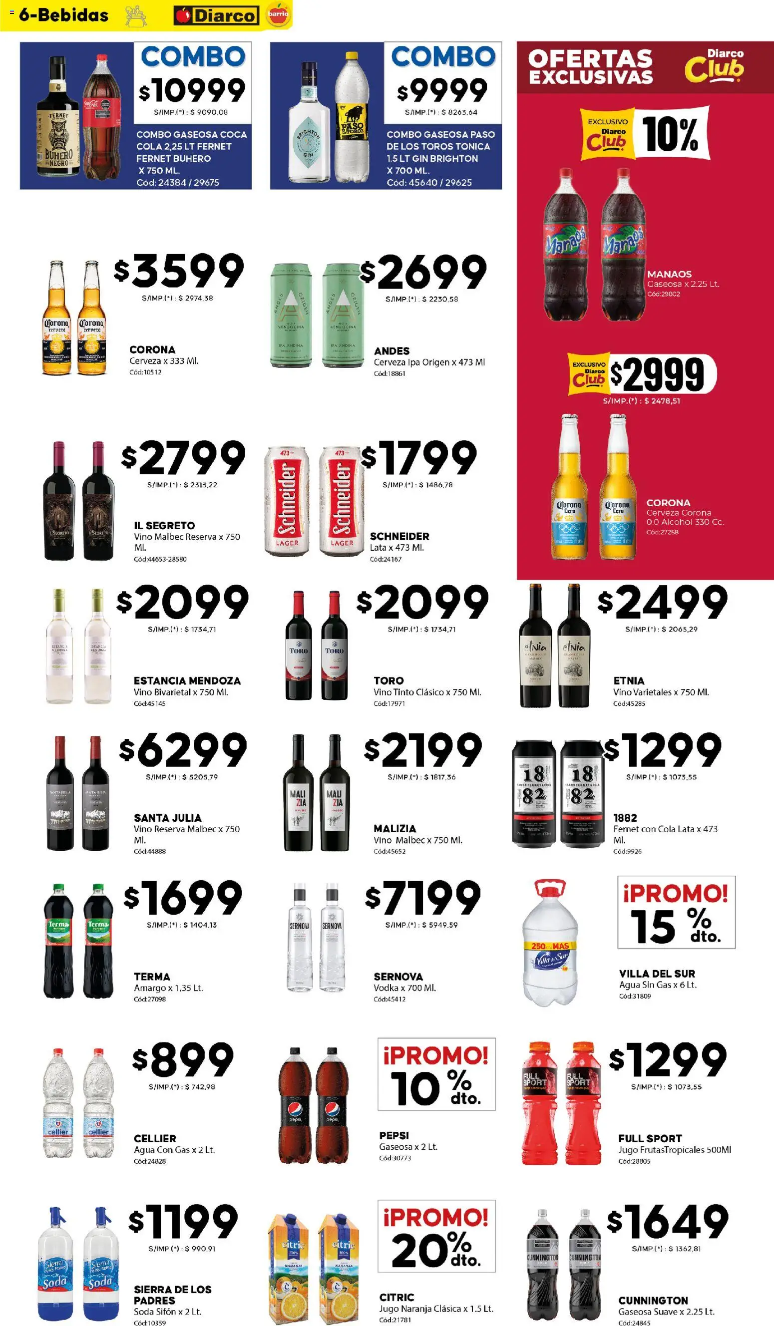 Diarco - Ofertas Diarco Barrio │ válido desde el 17.11.2025 | Página: 6 | Productos: Gin, Gaseosa, Soda, Cerveza