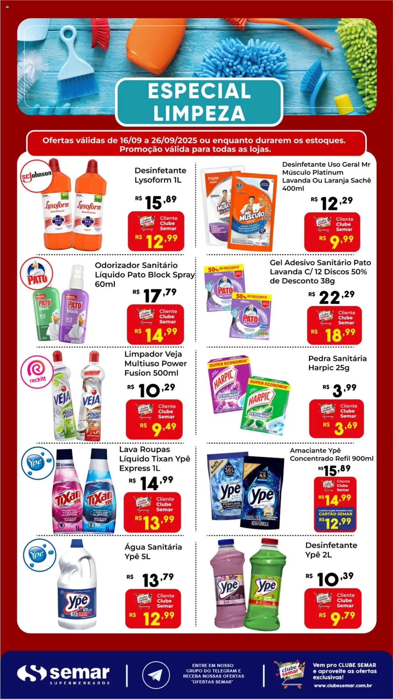 Semar Supermercado Folheto - válido de 16.09.2025 | Página: 1 | Produtos: Pedra sanitária, Perfume, Roupas, Desinfetante