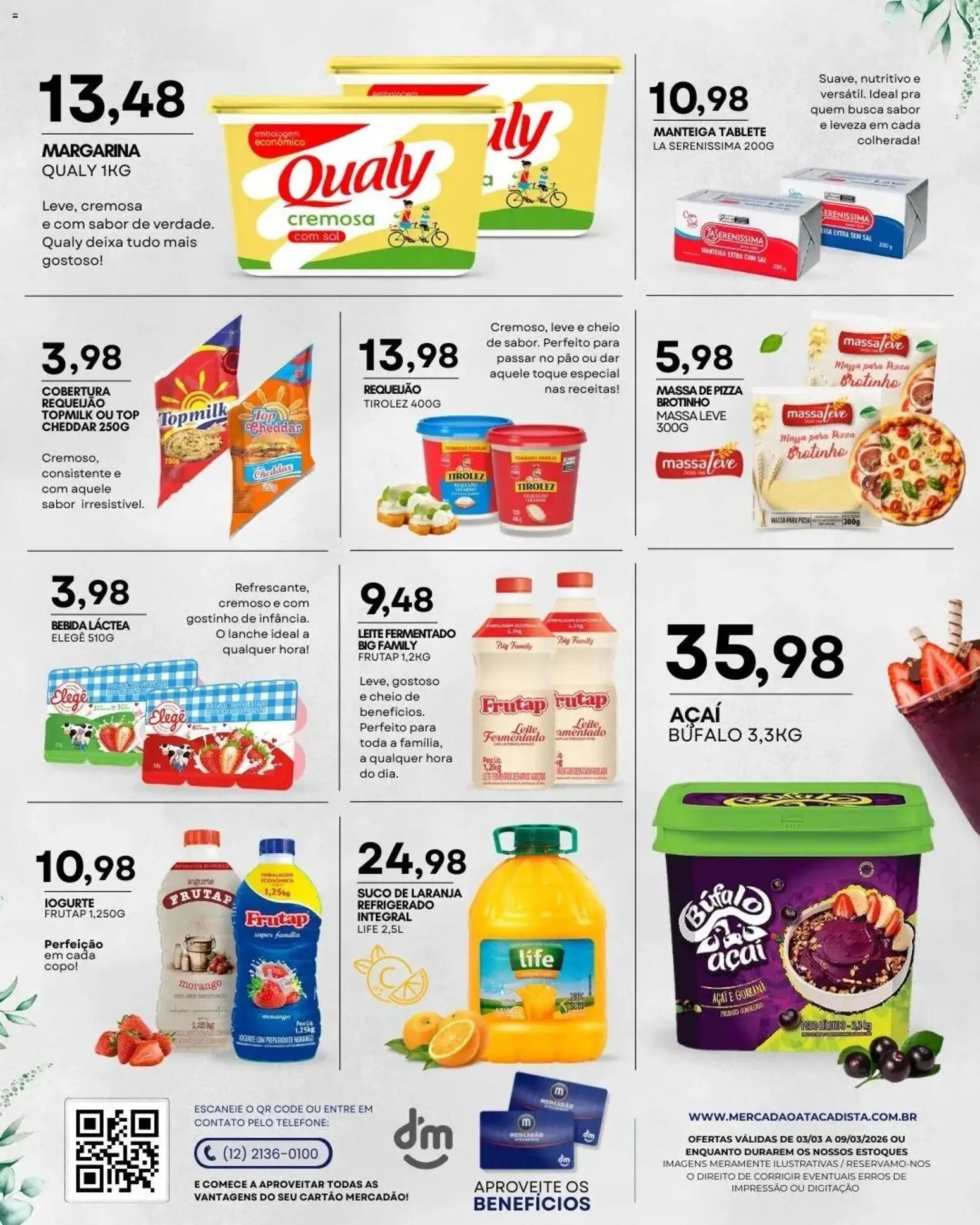 Mercadão Atacadista Folheto - válido de 03.03.2026 | Página: 6 | Produtos: Manteiga, Pão, Pizza, Margarina