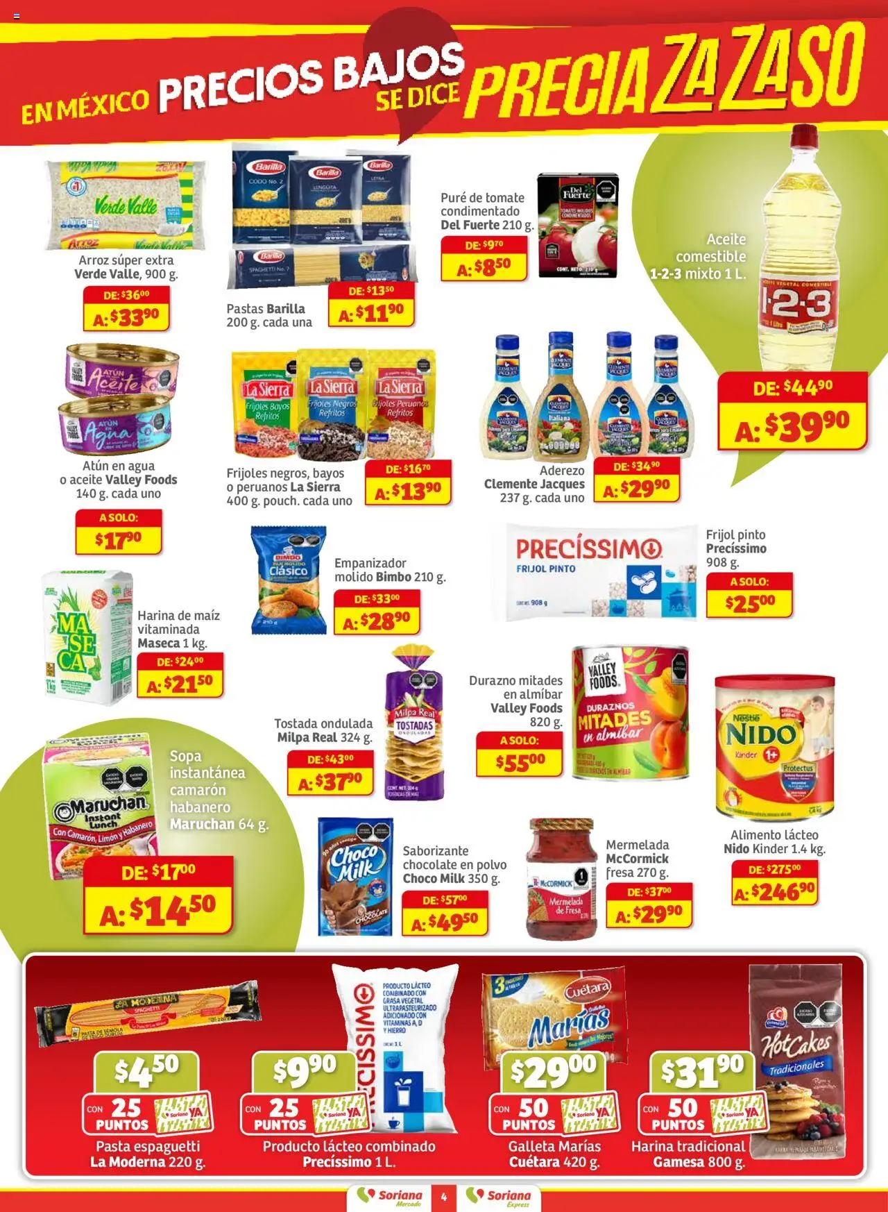 Nuevas ofertas de Soriana válidas en toda la República Mexicana desde el 18.09.2025. ¡Encuentra las mejores ofertas en Soriana - Pesito Valedor Mercado: Nay, Sin, Son! | Página: 4 | Productos: Maíz, Agua, Pure de Tomate, Vitaminas