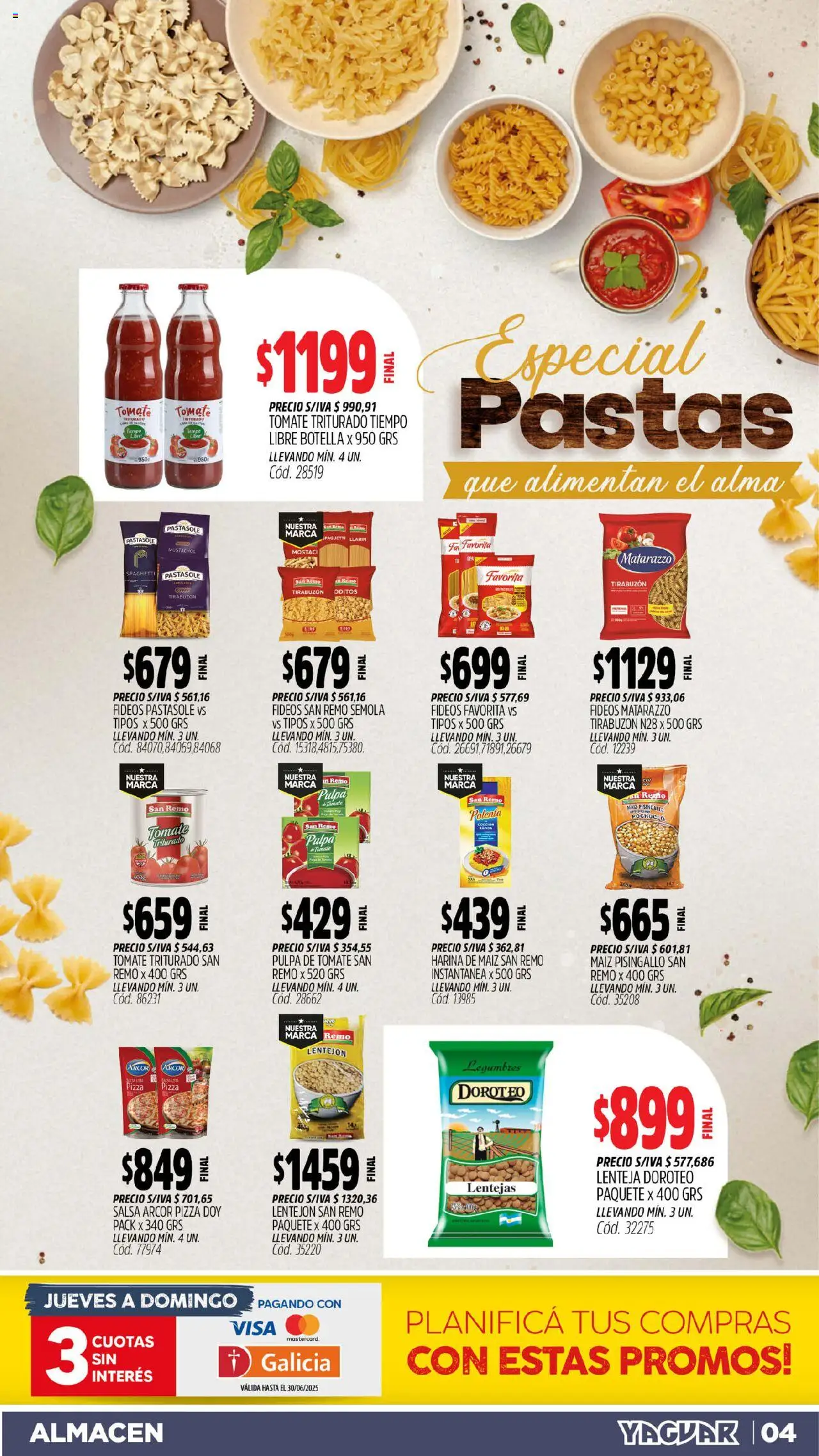Yaguar - Chaco │ válido desde el 16.06.2025 | Página: 4 | Productos: Maiz, Polenta, Pizza, Fideos