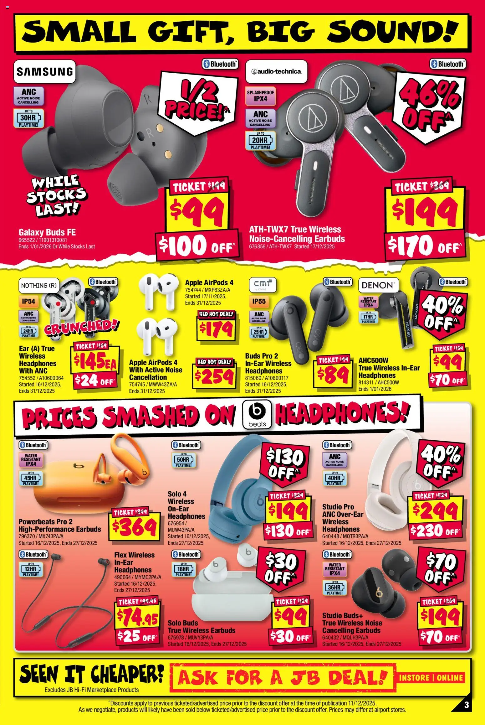 JB Hi-Fi catalogue - valid from 18.12.2025 | Page: 3 | Products: Water, Headphones