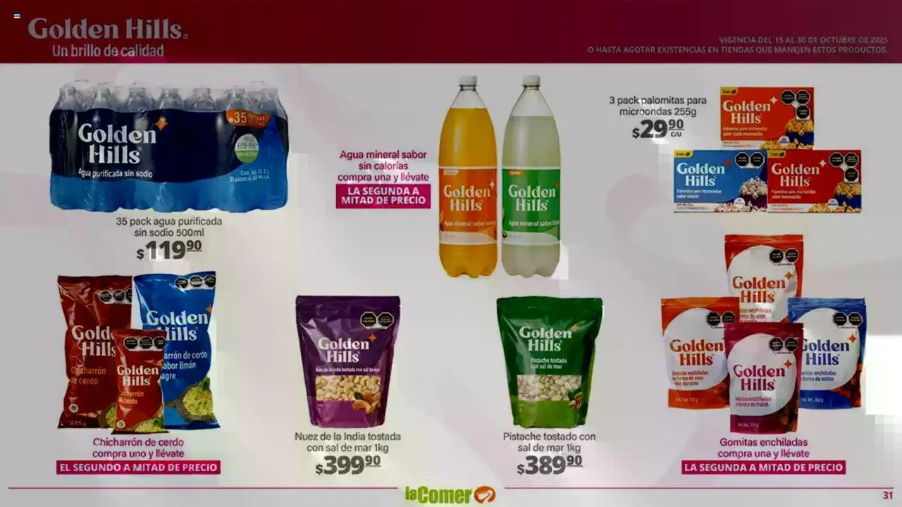 Nuevas ofertas de La Comer válidas en toda la República Mexicana desde el 15.10.2025. ¡Encuentra las mejores ofertas en La Comer - Folleto! | Página: 31 | Productos: Agua, Limón, Cerdo, Gomitas