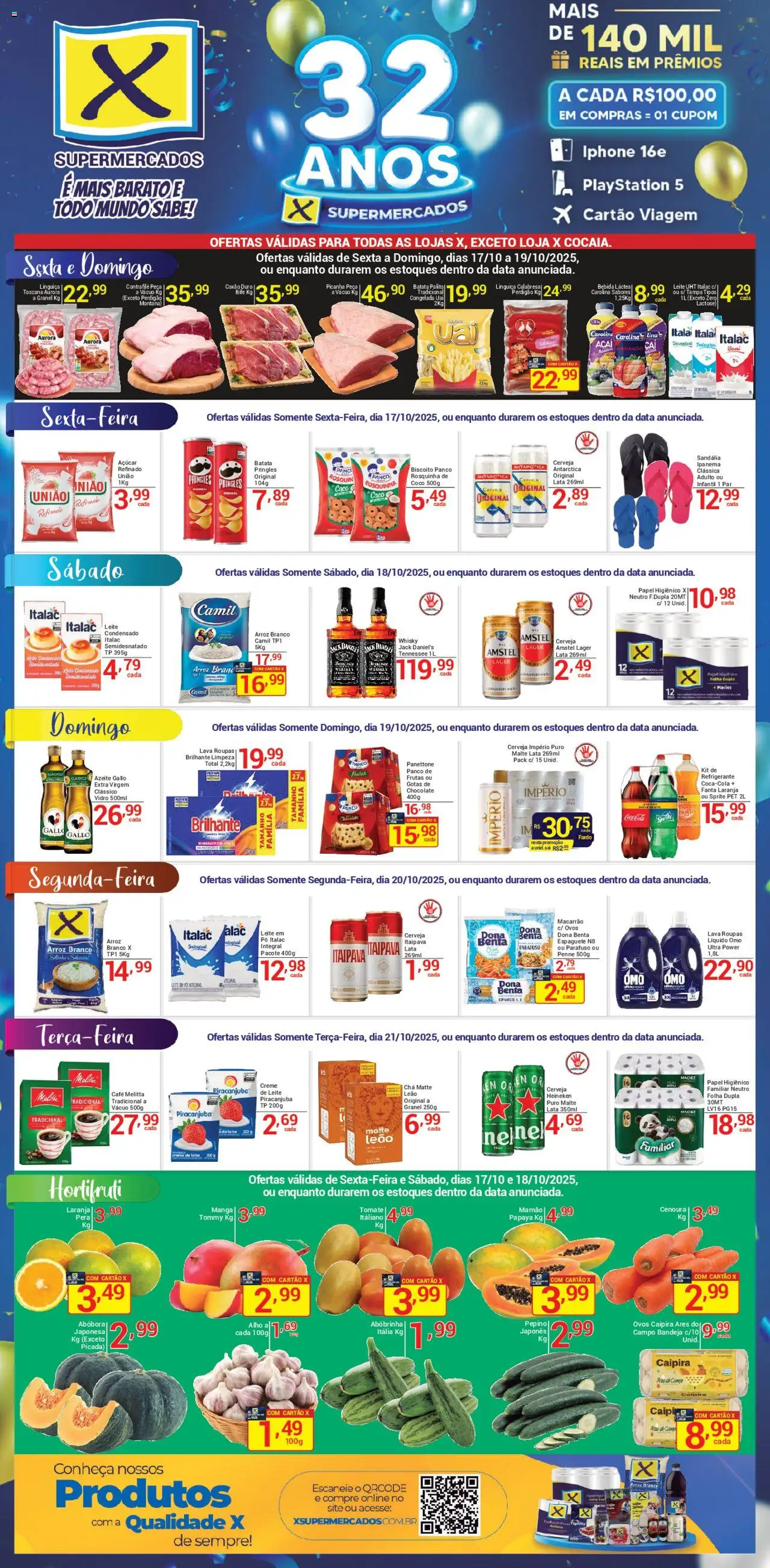 X Supermercados Folheto - válido de 17.10.2025 | Página: 1 | Produtos: Chá, Batata, Azeite, Papel higiênico