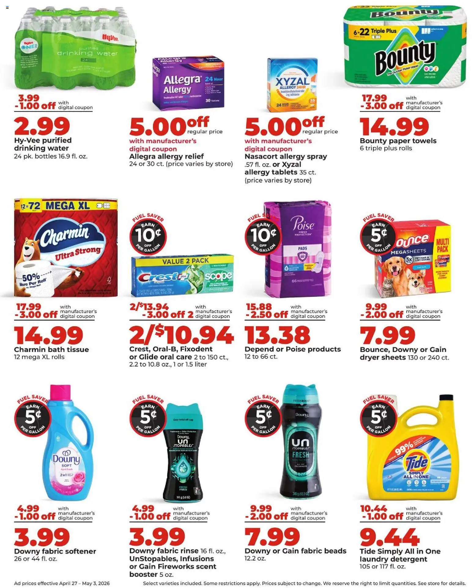HyVee Weekly Ad - valid from 27.04.2026 | Page: 8 | Products: Bath, Detergent, Water, Dryer