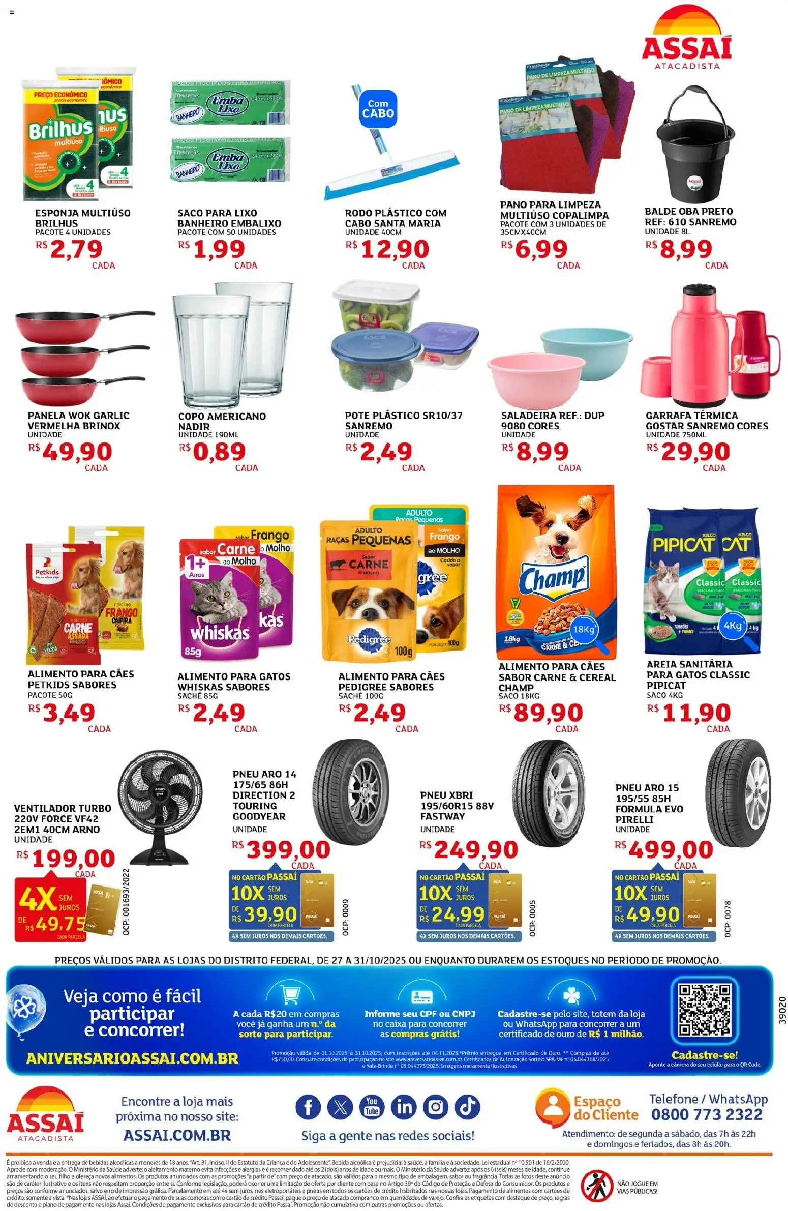Assaí Atacadista Folheto - válido de 27.10.2025 | Página: 8 | Produtos: Ventilador, Esponja, Garrafa térmica, Telefone