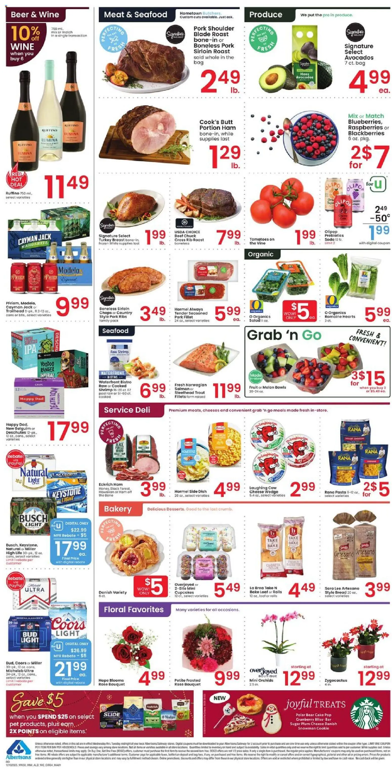 Albertsons Weekly Ad - valid from 10.12.2025 | Page: 4 | Products: Bread, Ham, Beer, Melon