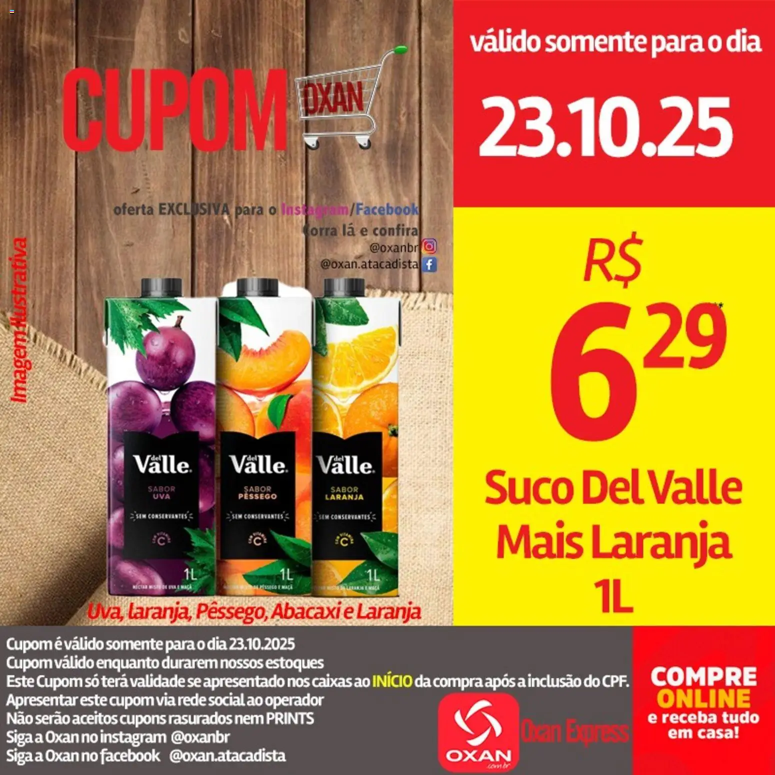 Oxan Atacadista Folheto - válido de 23.10.2025 | Página: 1 | Produtos: Pêssego, Suco, Abacaxi