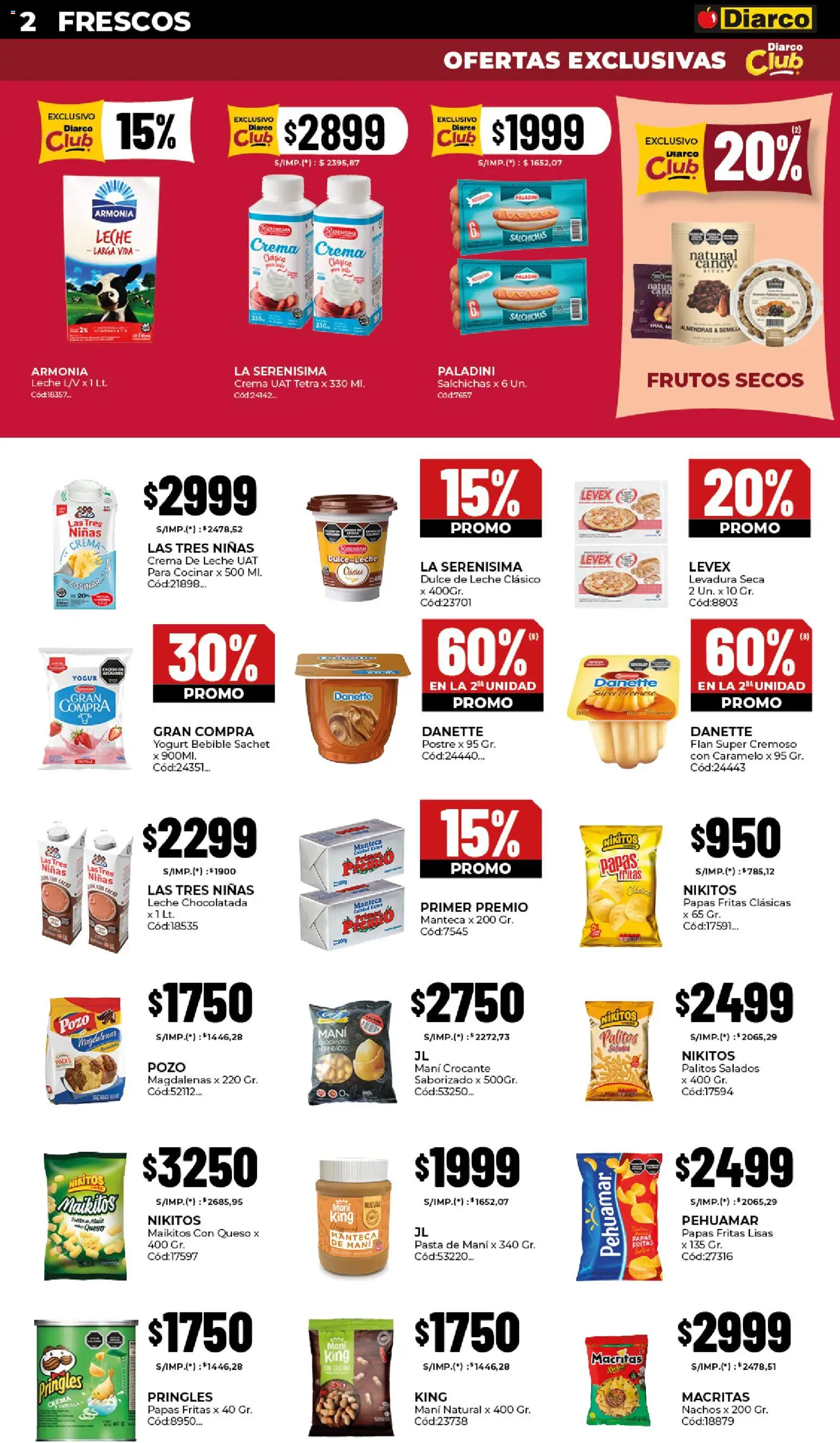 Diarco - Ofertas │ válido desde el 29.12.2025 | Página: 2 | Productos: Crema de leche, Mani, Papas fritas, Crema