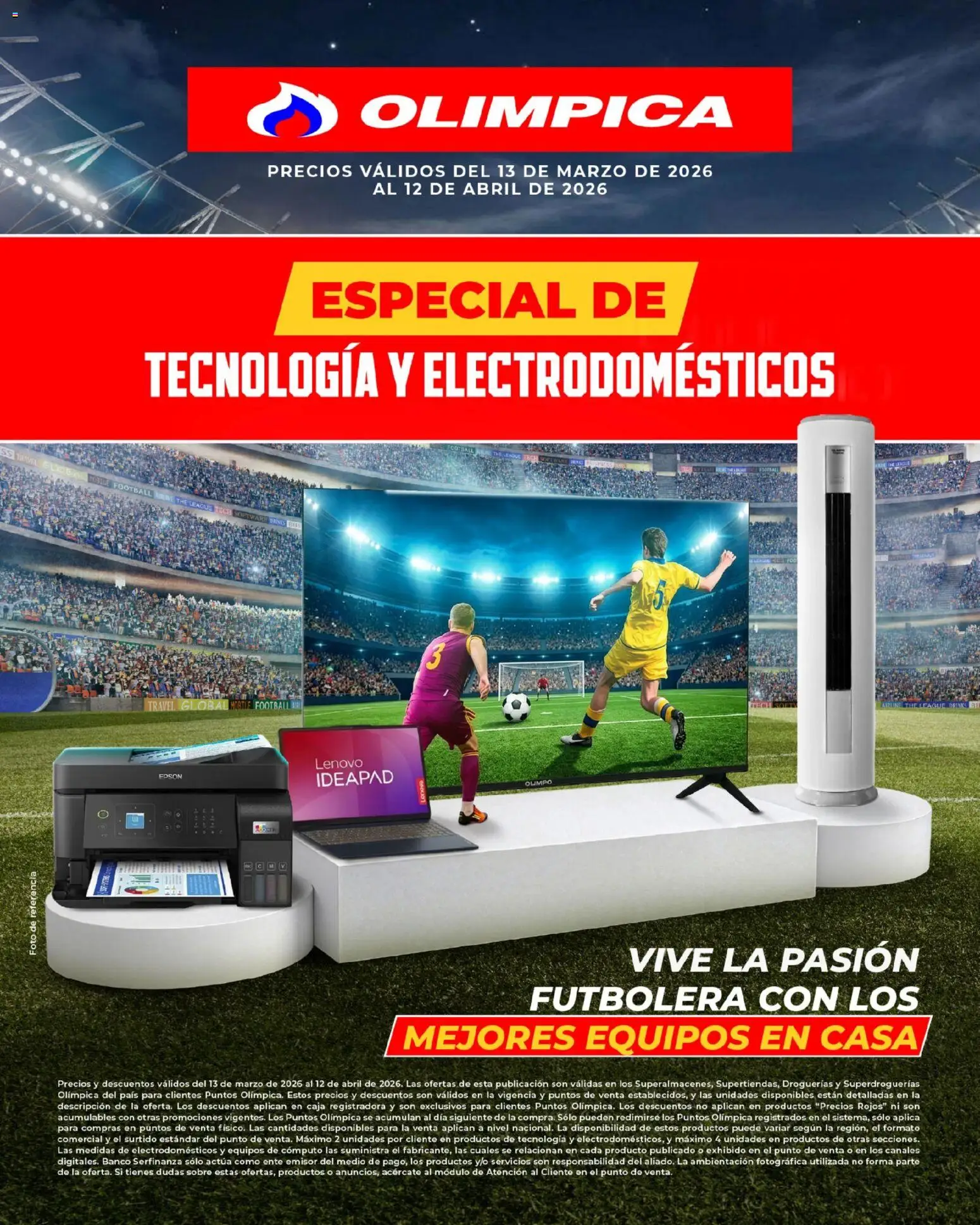 Olímpica revista - valida desde el 13.03.2026 | Página: 1 | Productos: Banco, Sobre, Caja