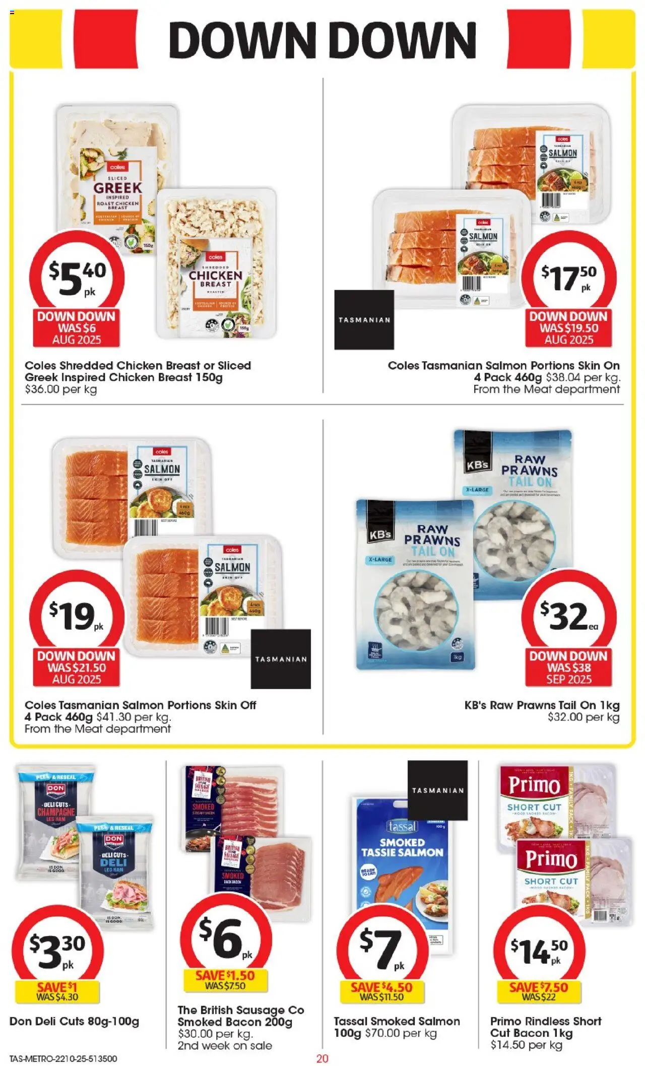 Coles catalogue - valid from 22.10.2025 | Page: 21 | Products: Ham, Meat, Prawns, Sausage
