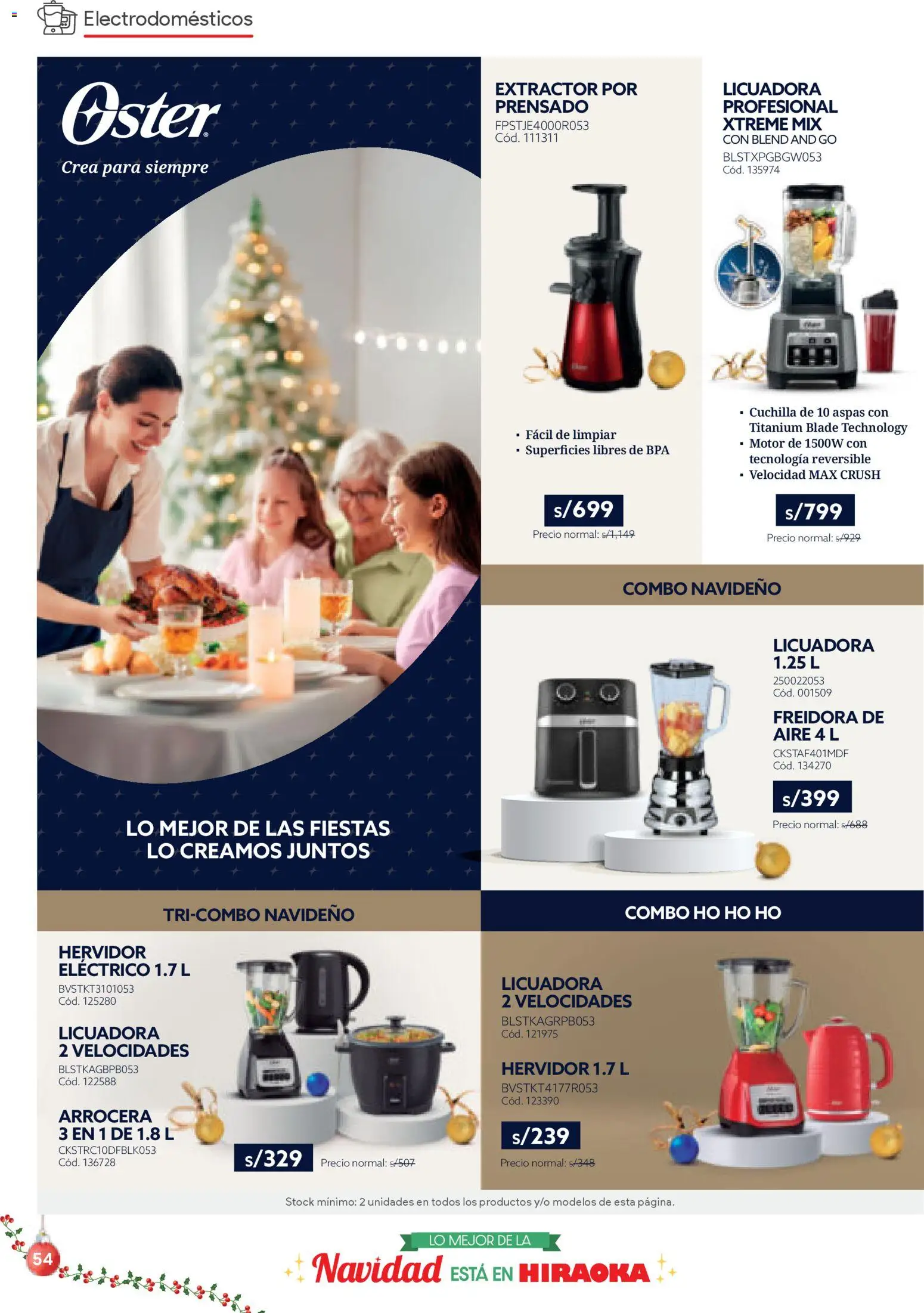 Catálogo Hiraoka válido desde 06.12.2025 | Página: 54 | Productos: Hervidor, Freidora, Licuadora