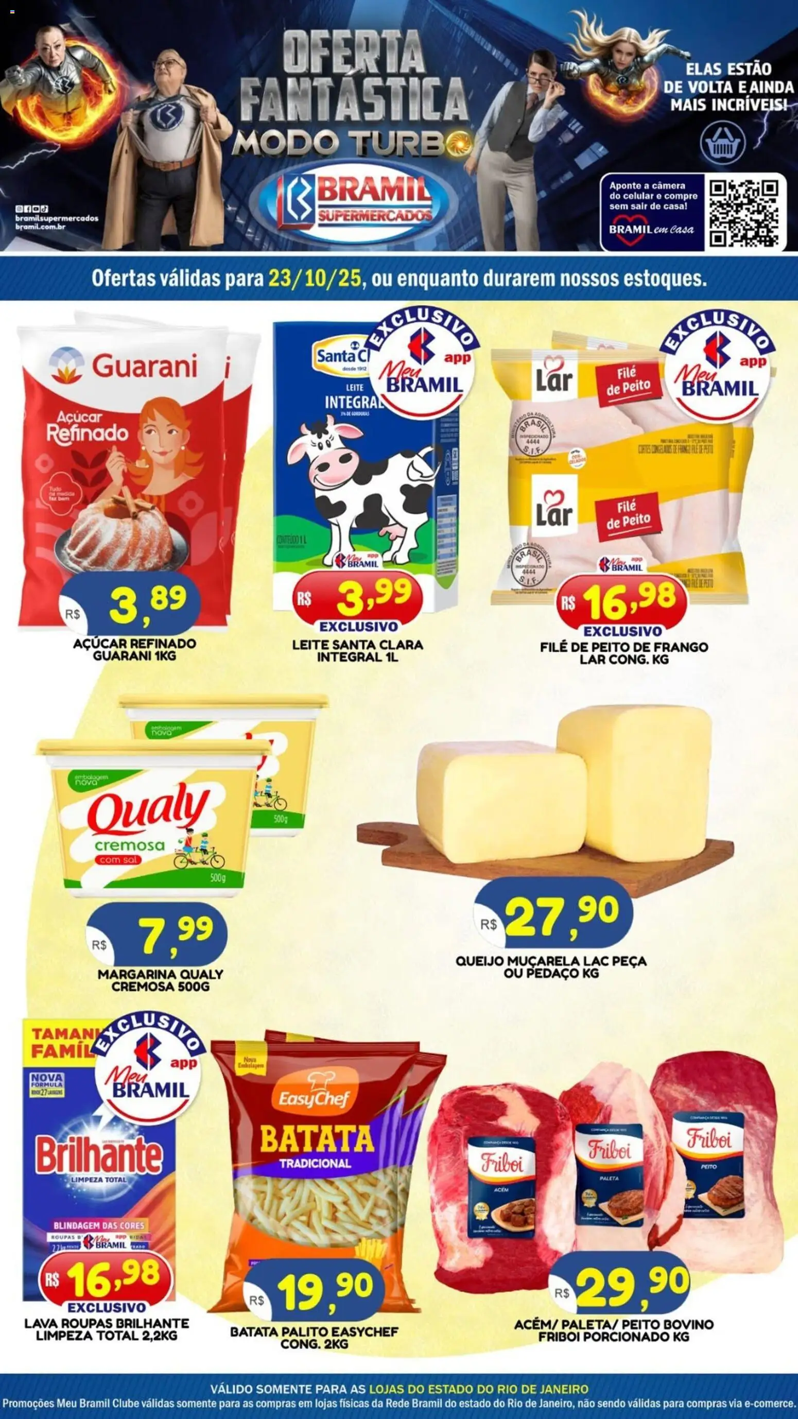 Bramil Supermercados Folheto - válido de 23.10.2025 | Página: 1 | Produtos: Acém, Muçarela, Sal, Margarina