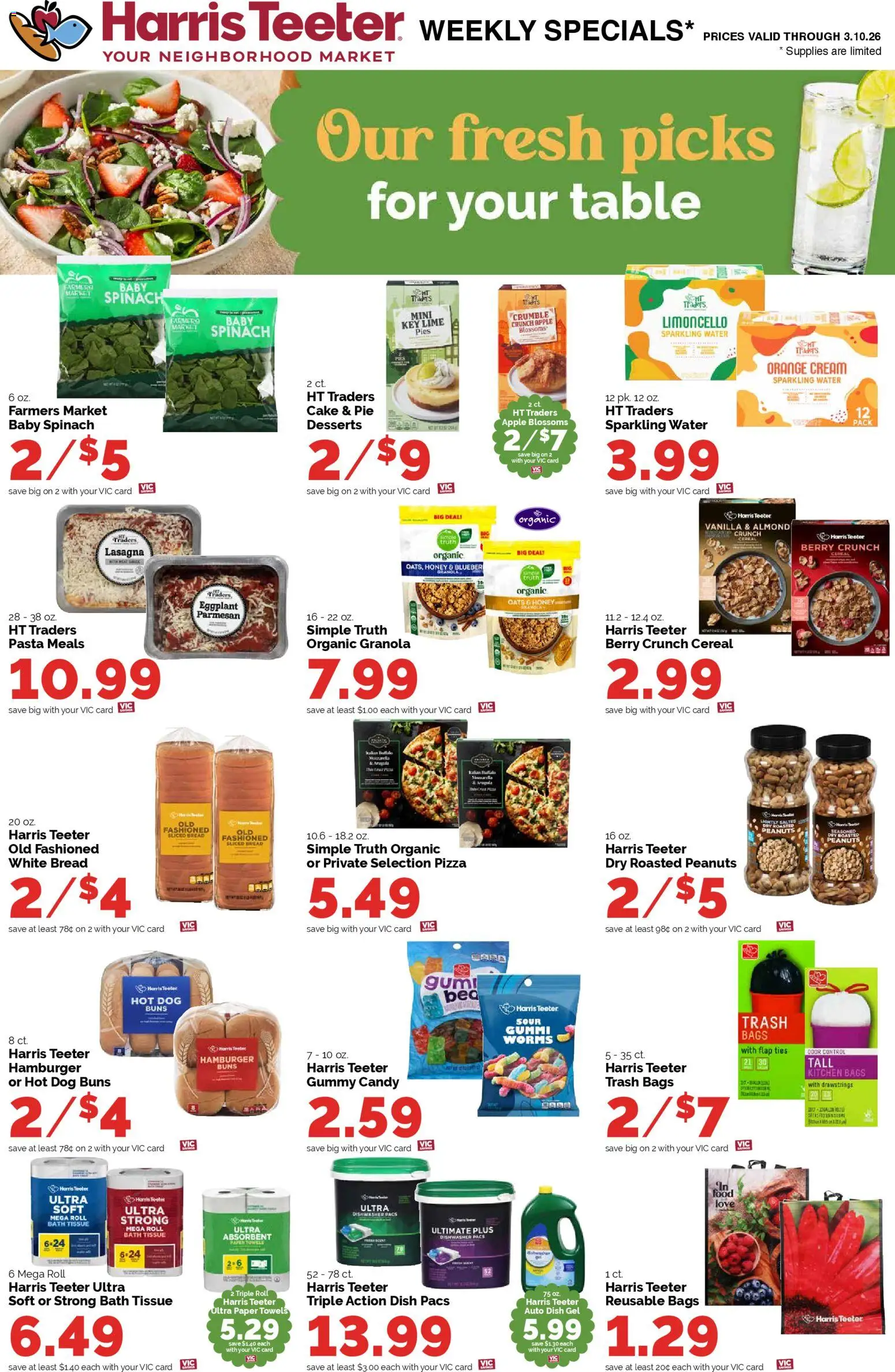 Harris Teeter Weekly Ad - NC - valid from 04.03.2026 | Page: 12 | Products: Spinach, Bath, Pasta, Water