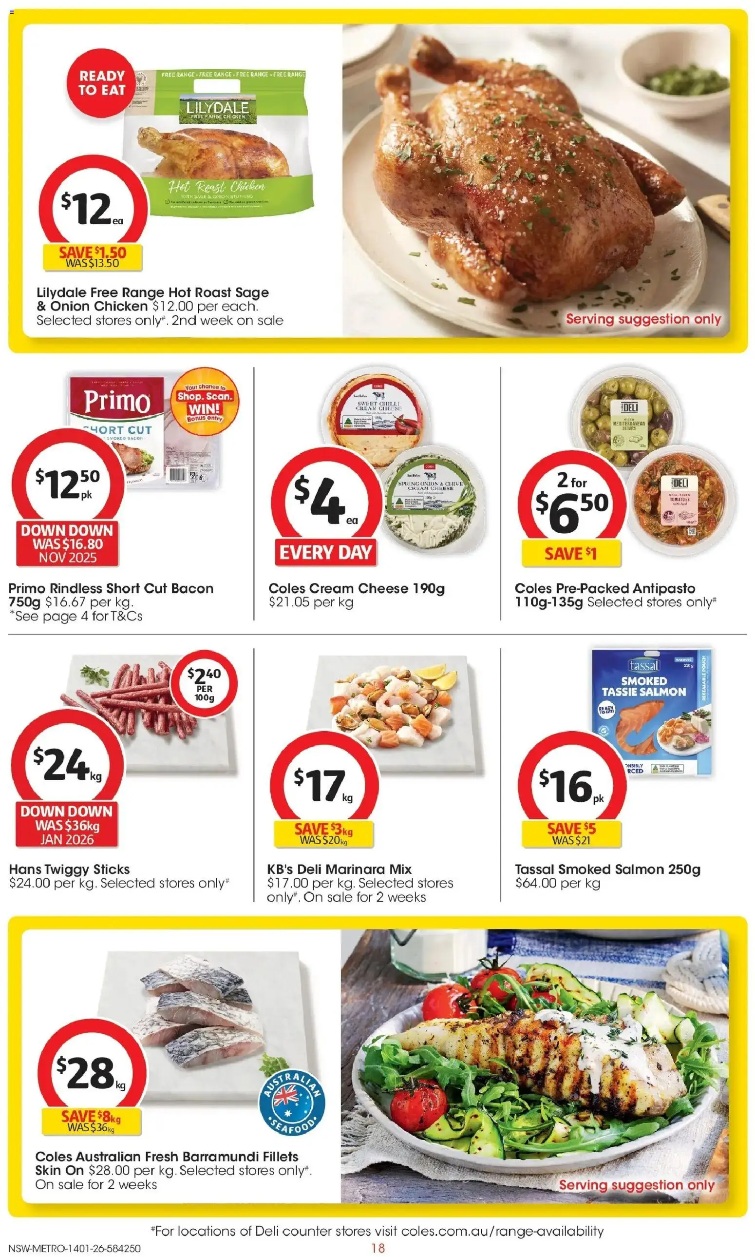 Coles catalogue - valid from 14.01.2026 | Page: 18 | Products: Bacon, Olives, Cream, Chilli