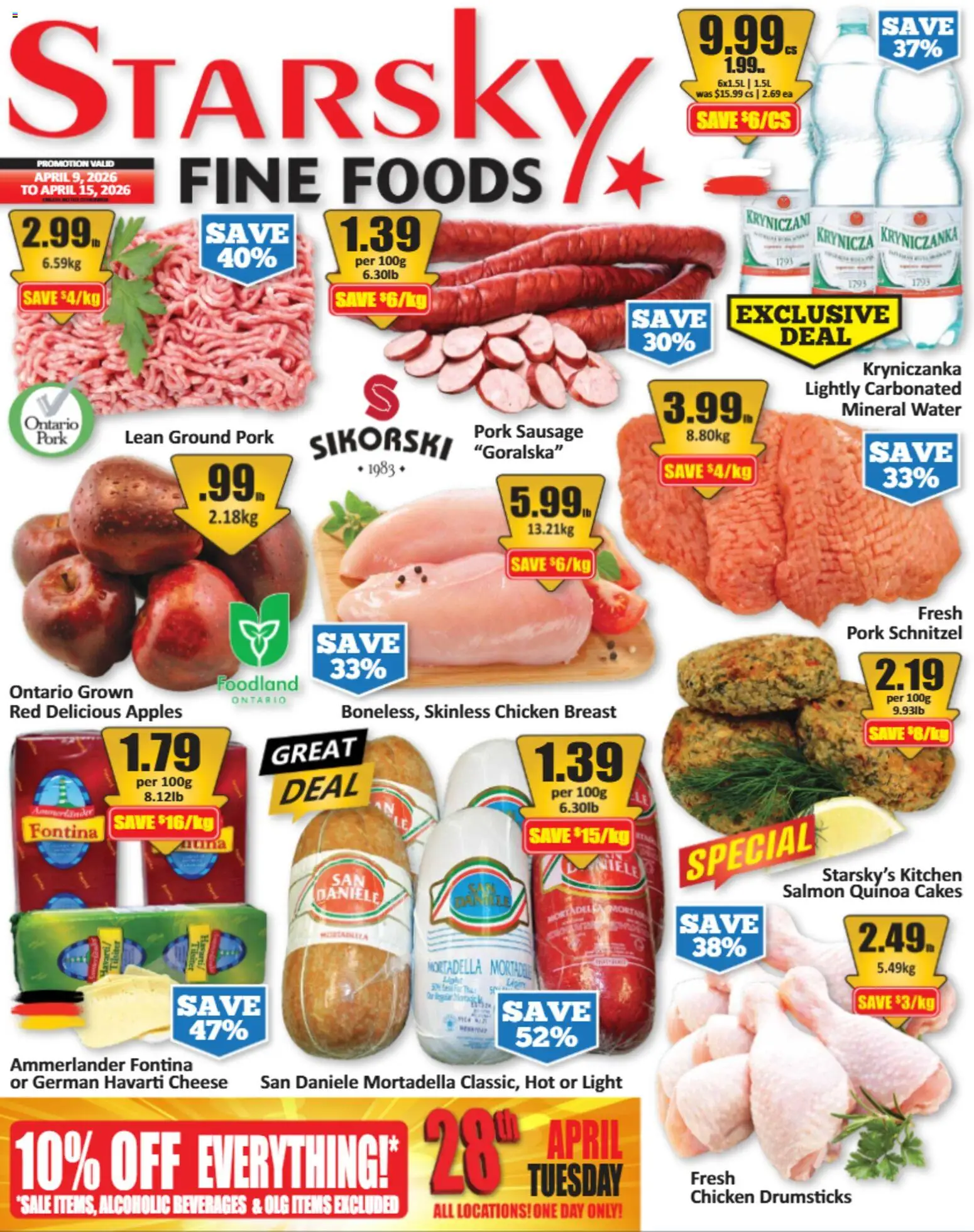 Starsky flyer valid from 09.04.2026 | Page: 1 | Products: Cheese, Chicken, Pork, Apples