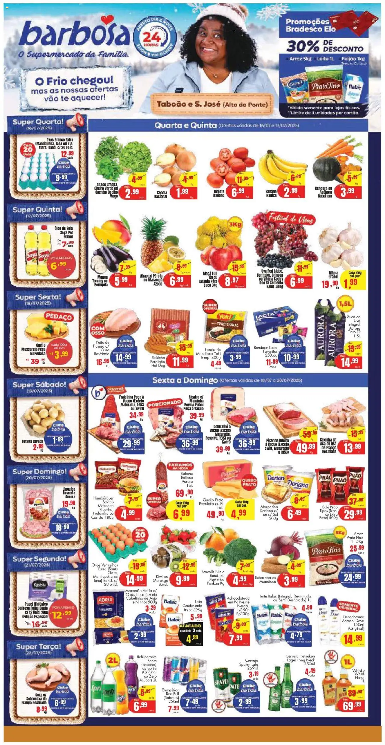 Barbosa Supermercados Folheto - válido de 16.07.2025 | Página: 1 | Produtos: Desodorante, Nescau, Queijo, Suco