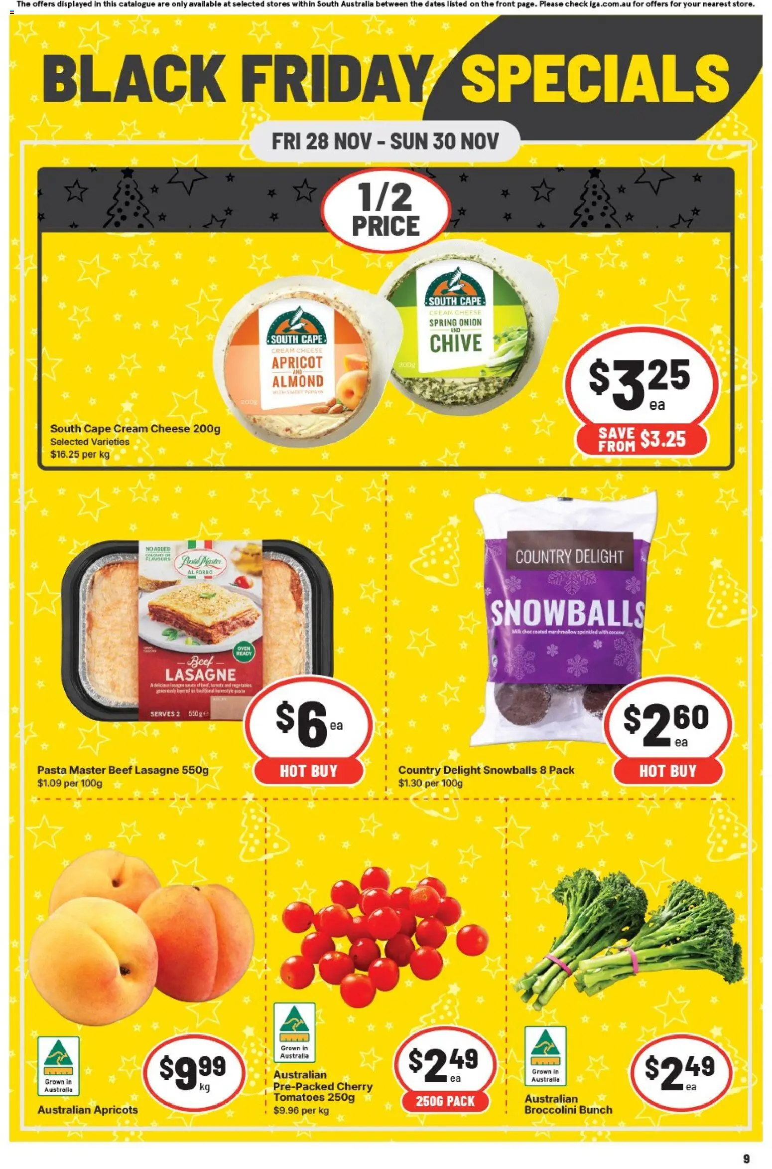 IGA catalogue - valid from 28.11.2025 | Page: 1 | Products: Milk, Cheese, Tomatoes, Oven