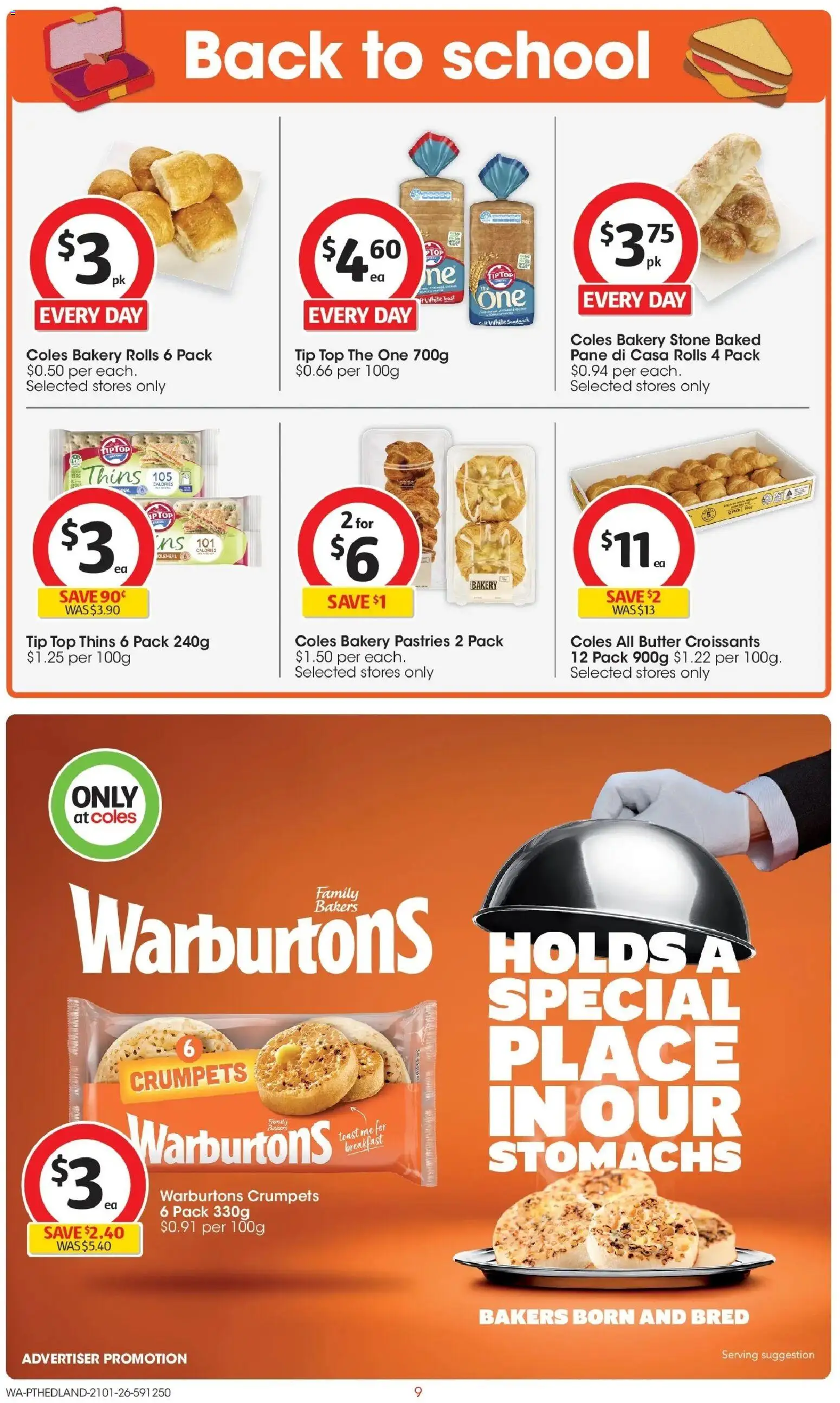 Coles catalogue - valid from 11.02.2026 | Page: 9 | Products: Crumpets, Butter, Bakery