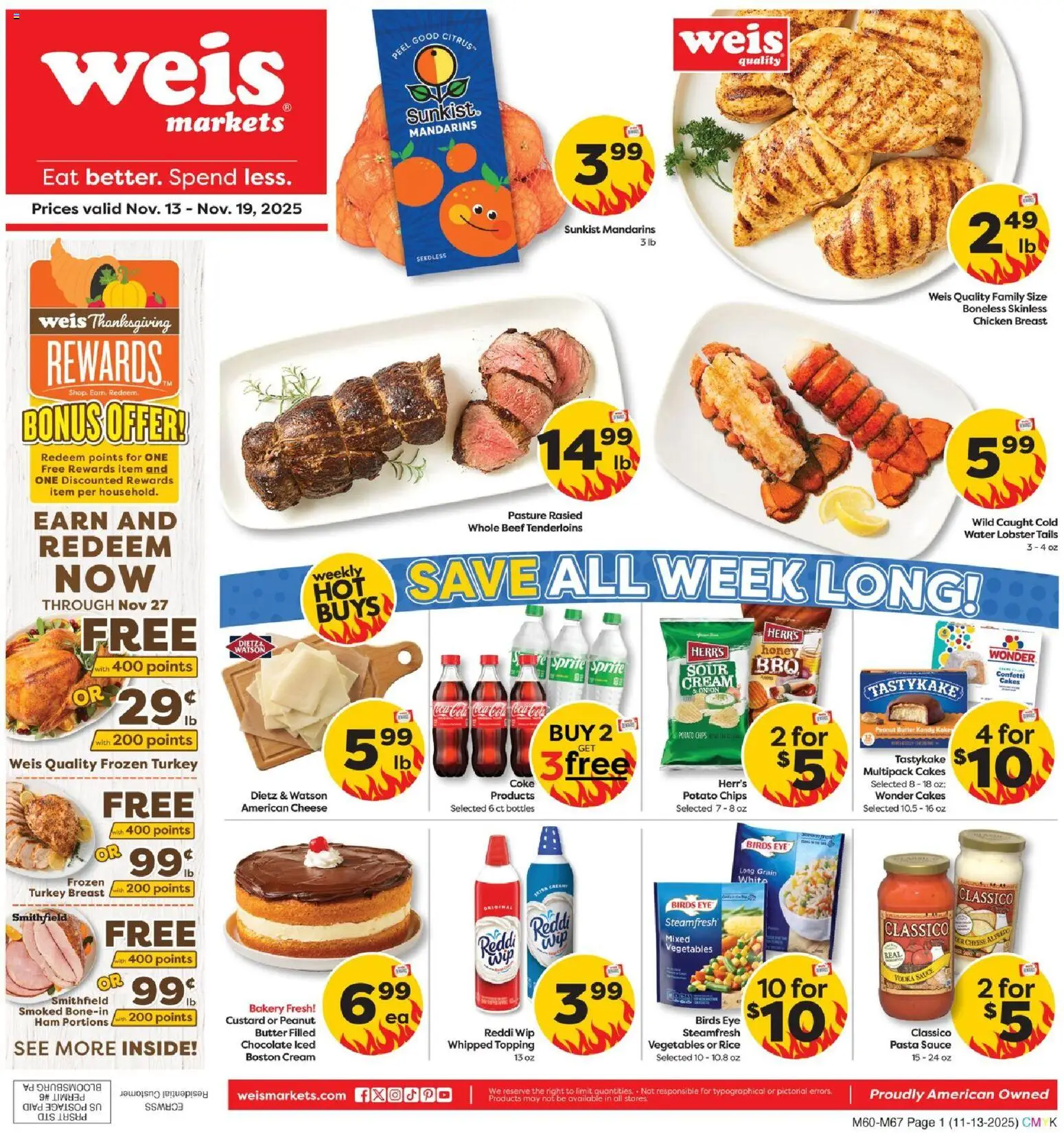 Weis Weekly Circular - MD - valid from 13.11.2025 | Page: 2 | Products: Mandarins, Chocolate, Vodka, Water