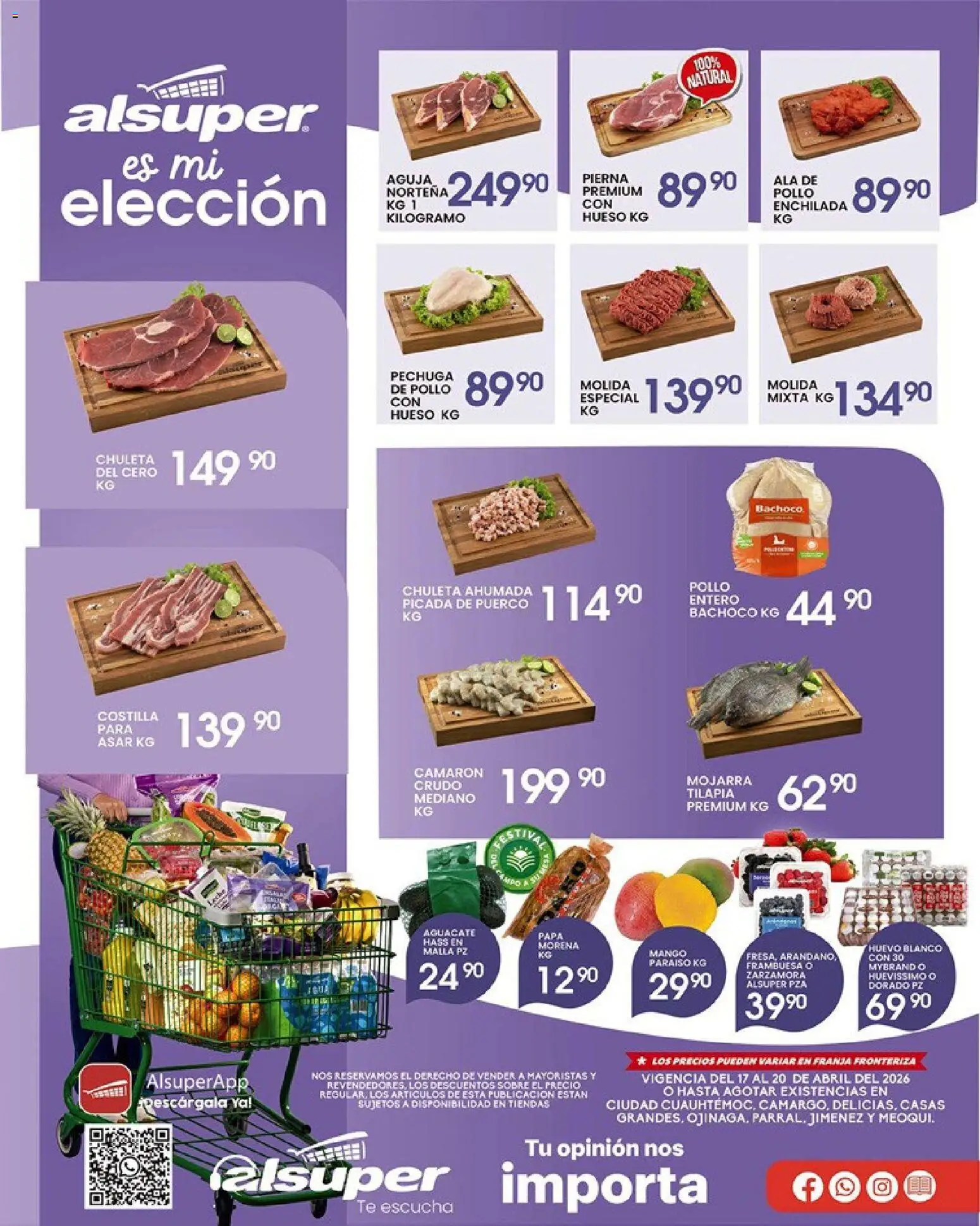 Nuevas ofertas de Alsuper válidas en toda la República Mexicana desde el 17.04.2026. ¡Encuentra las mejores ofertas en Alsuper folleto Casas Grandes! | Página: 1 | Productos: Papa, Huevo, Aguacate, Malla